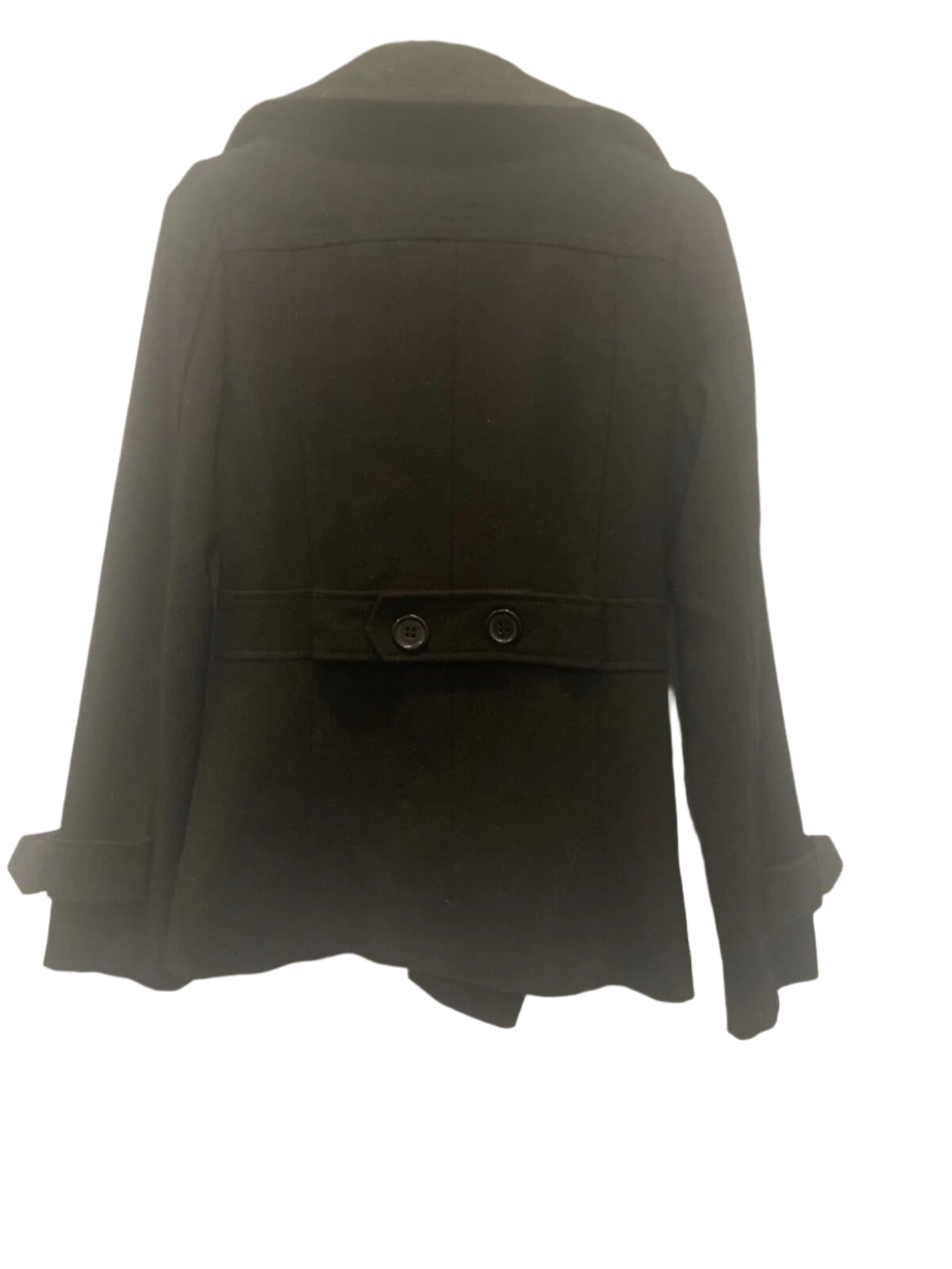 Women Size XS Wool Coffee Shop Black Pea Coat Jacket Coffeeshop Company - Very Good