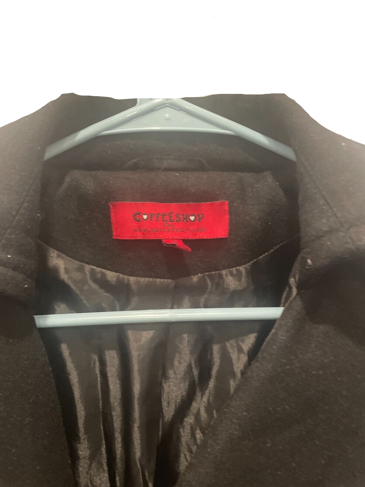 Women Size XS Wool Coffee Shop Black Pea Coat Jacket Coffeeshop Company - Very Good