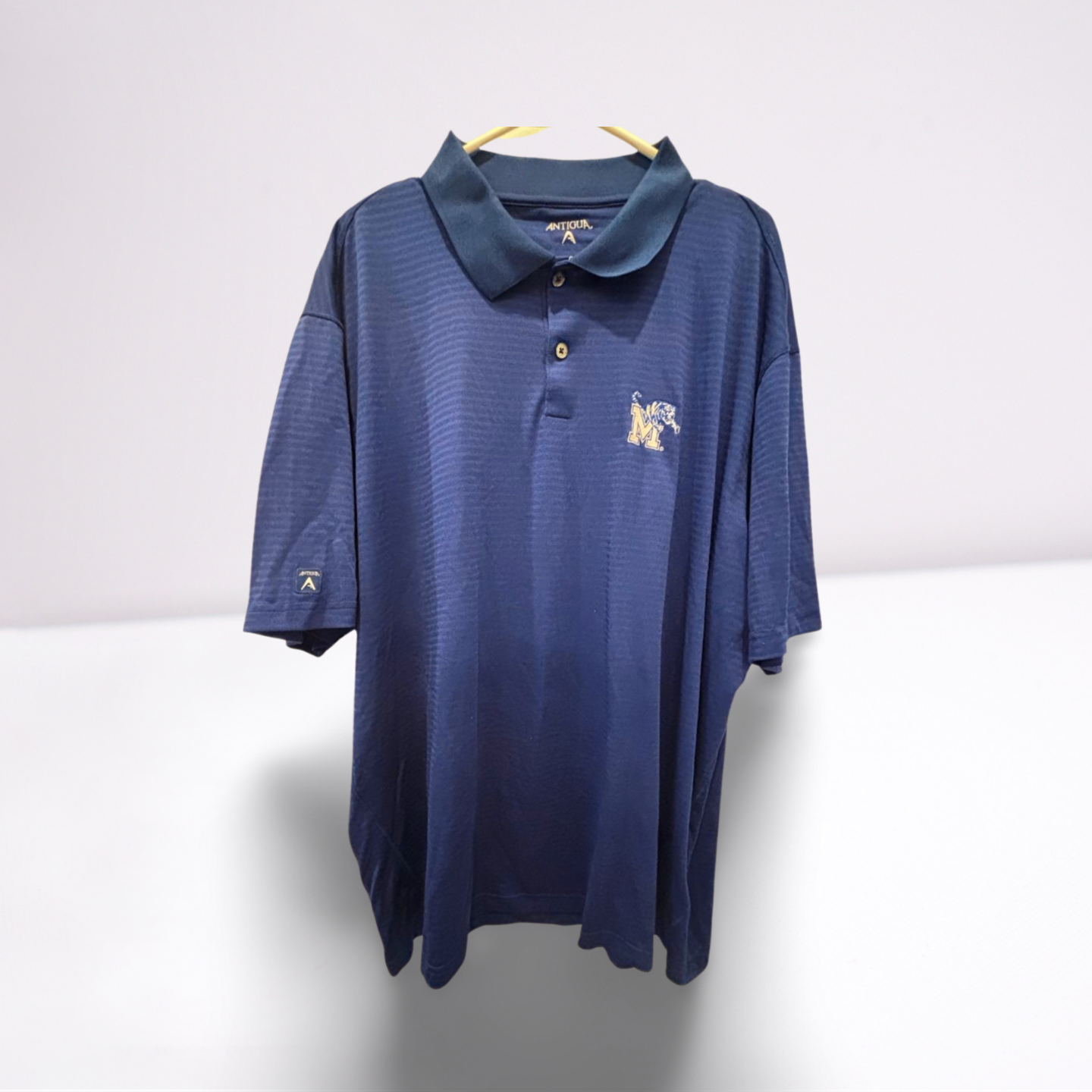 Antigua Mens College Team Polo Shirt Memphis Tigers Collared - Blue - XXL - Very Good