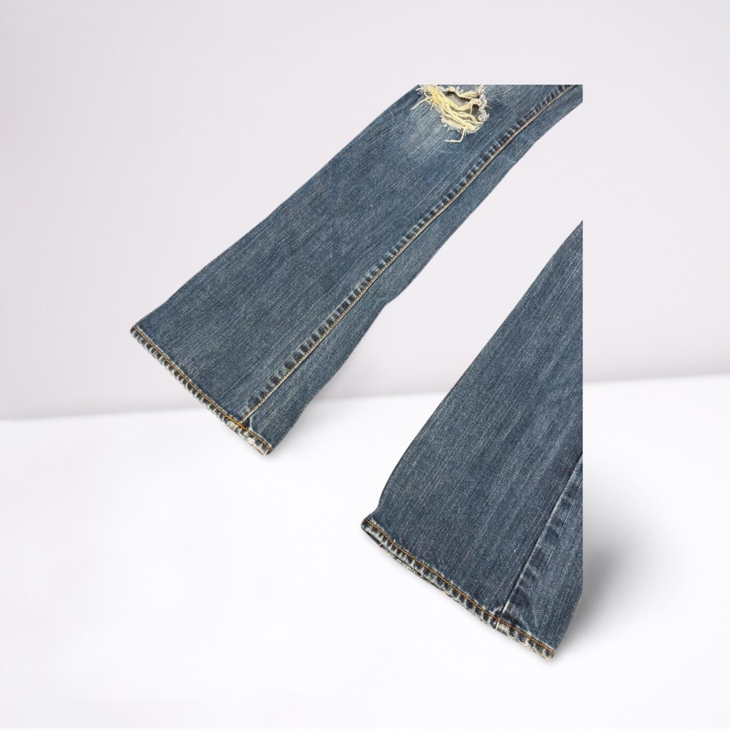 Abercrombie & Fitch Womens Jeans Denim Medium Wash Slightly Distressed - Blue - 14 - Very Good
