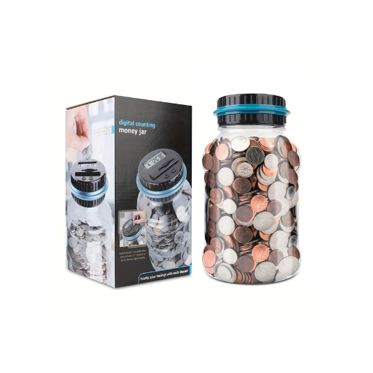 Digital US Coin Counting Money Jar - Transparent - Large Capacity