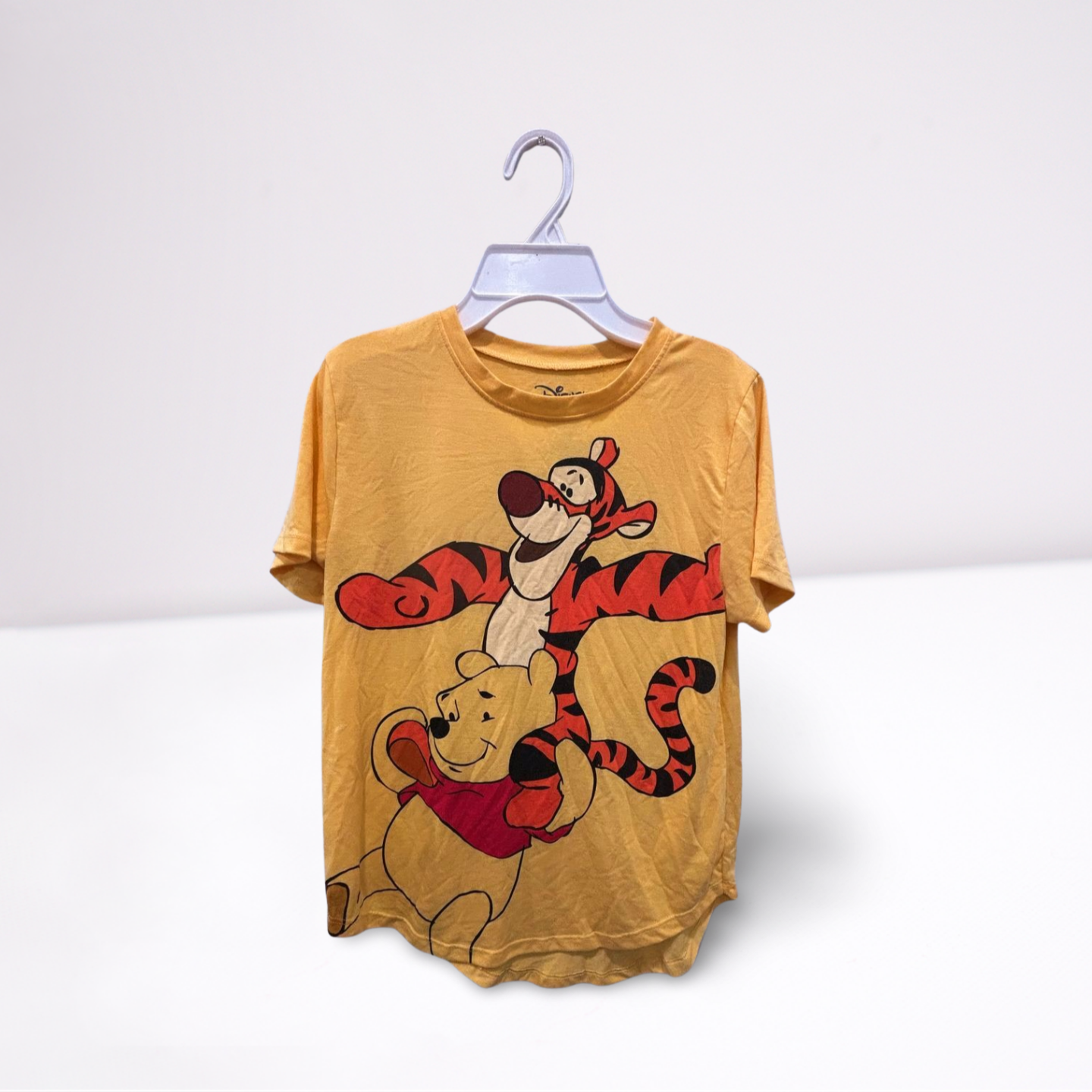 Disney Youth Girls T-Shirt Winnie the Pooh & Tigger Graphic - Yellow - Youth L - Like New