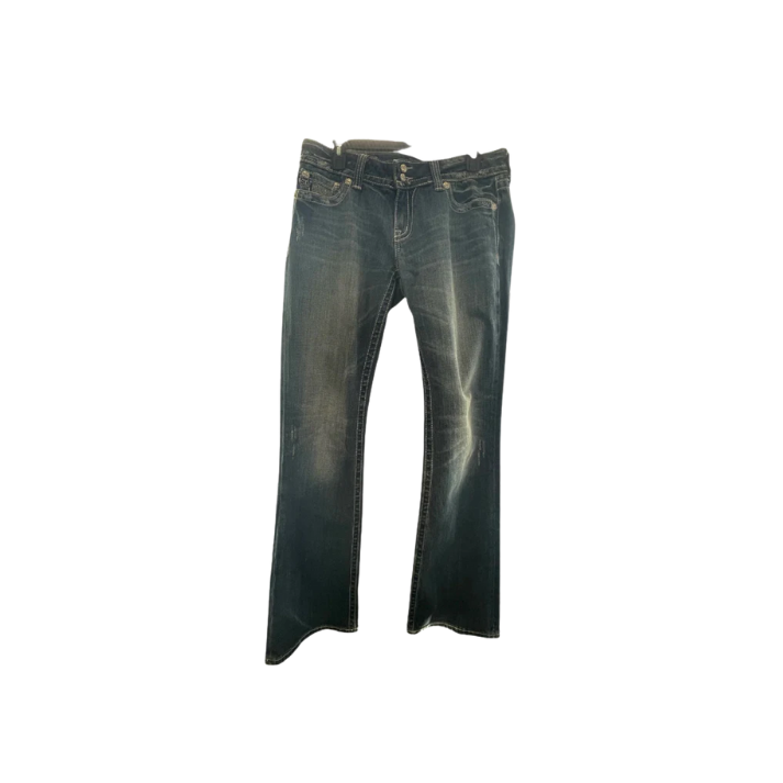 MISS ME Womens Jeans JP5001BC Embellished Bling Flap Distressed Boot Cut - Blue - 31 - Very Good