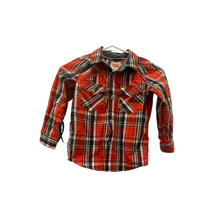 Little LEVIS Kids Long Sleeve Button Down Shirt Plaid - Blue - Small - Very Good