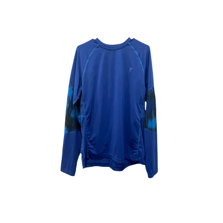 Old Navy Mens Long Sleeve Active T-Shirt Active Graphic Sleeves - Blue - Medium - Very Good
