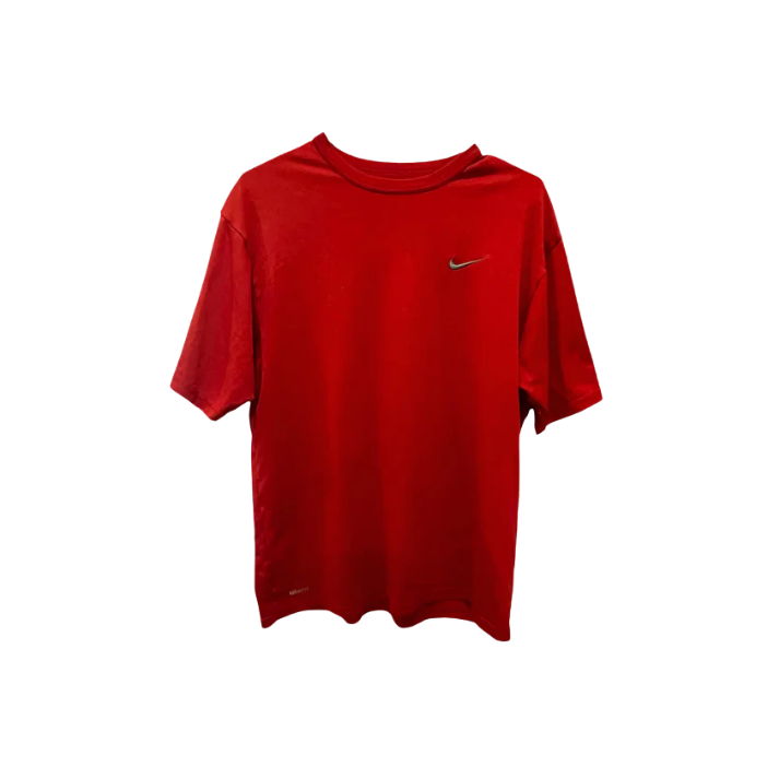 Nike Mens T-Shirt Dri-Fit Stitched Logo - Red - Small - Like New