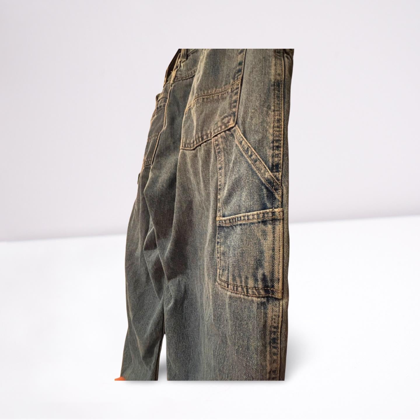 Arizona Mens Jeans Denim Carpenter Faded Relaxed Fit Straight - Blue - 40x32 - Like New