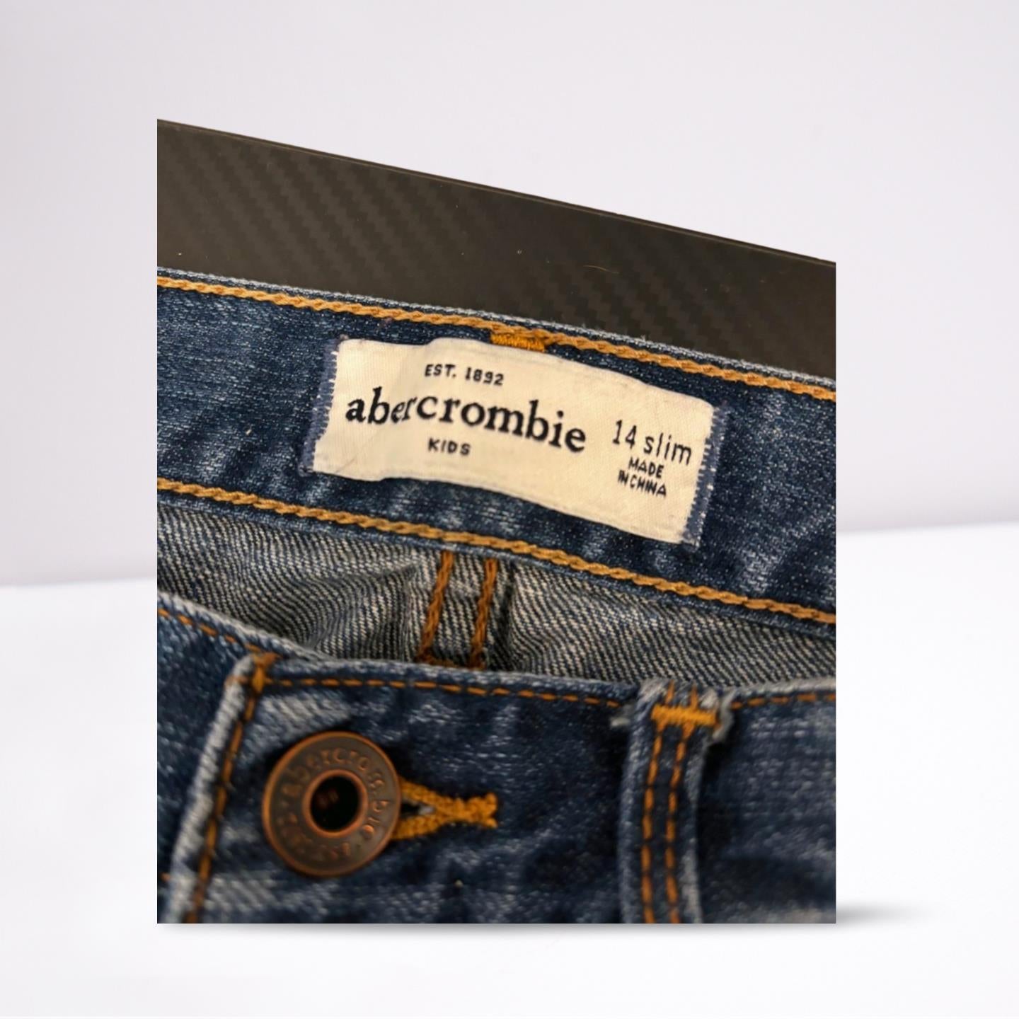 Abercrombie & Fitch Womens Jeans Denim Medium Wash Slightly Distressed - Blue - 14 - Very Good