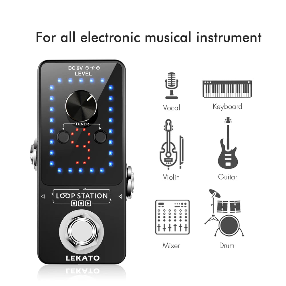 LEKATO Guitar Effect Pedal Looper 9 Loops 40 Mins Multifunction Loop Station