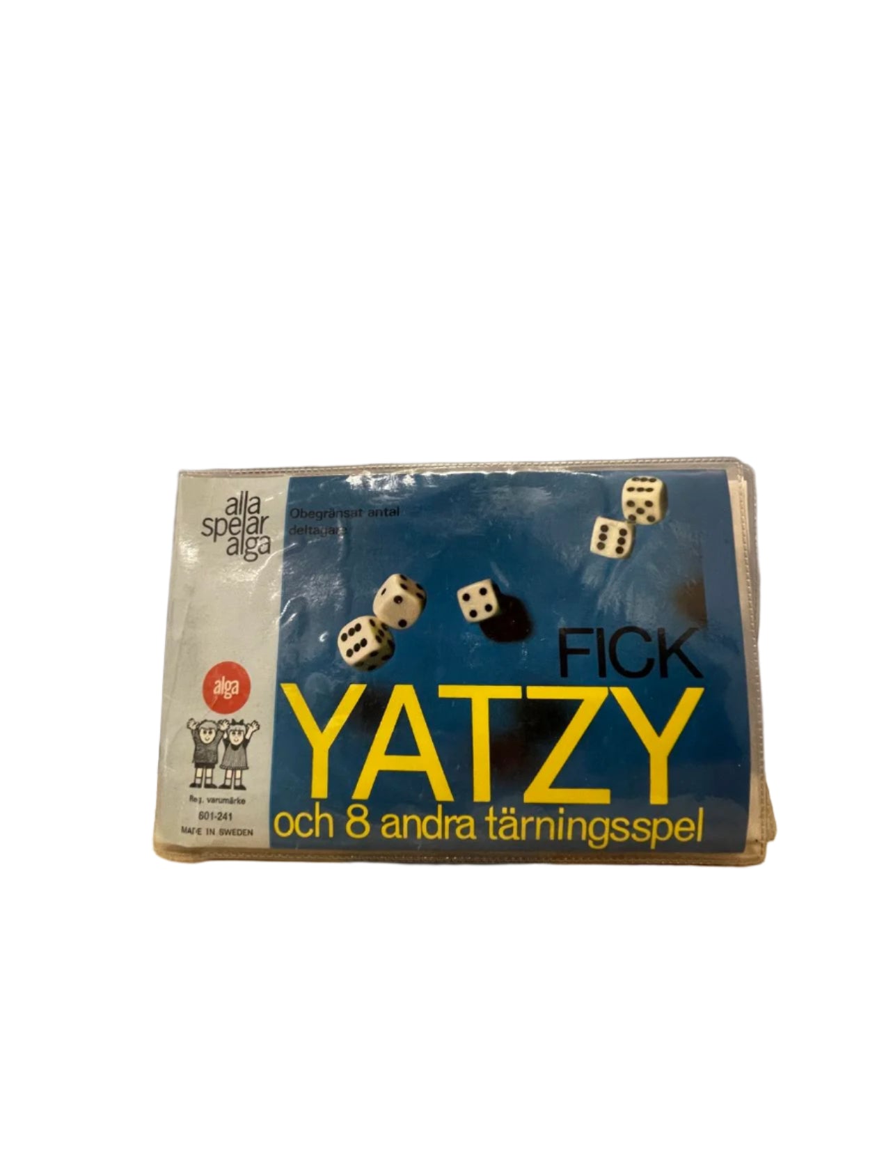 1983 Fick Yatzy & 8 Other Dice Games - Swedish Edition by Alga - Used - Vintage Flat Box