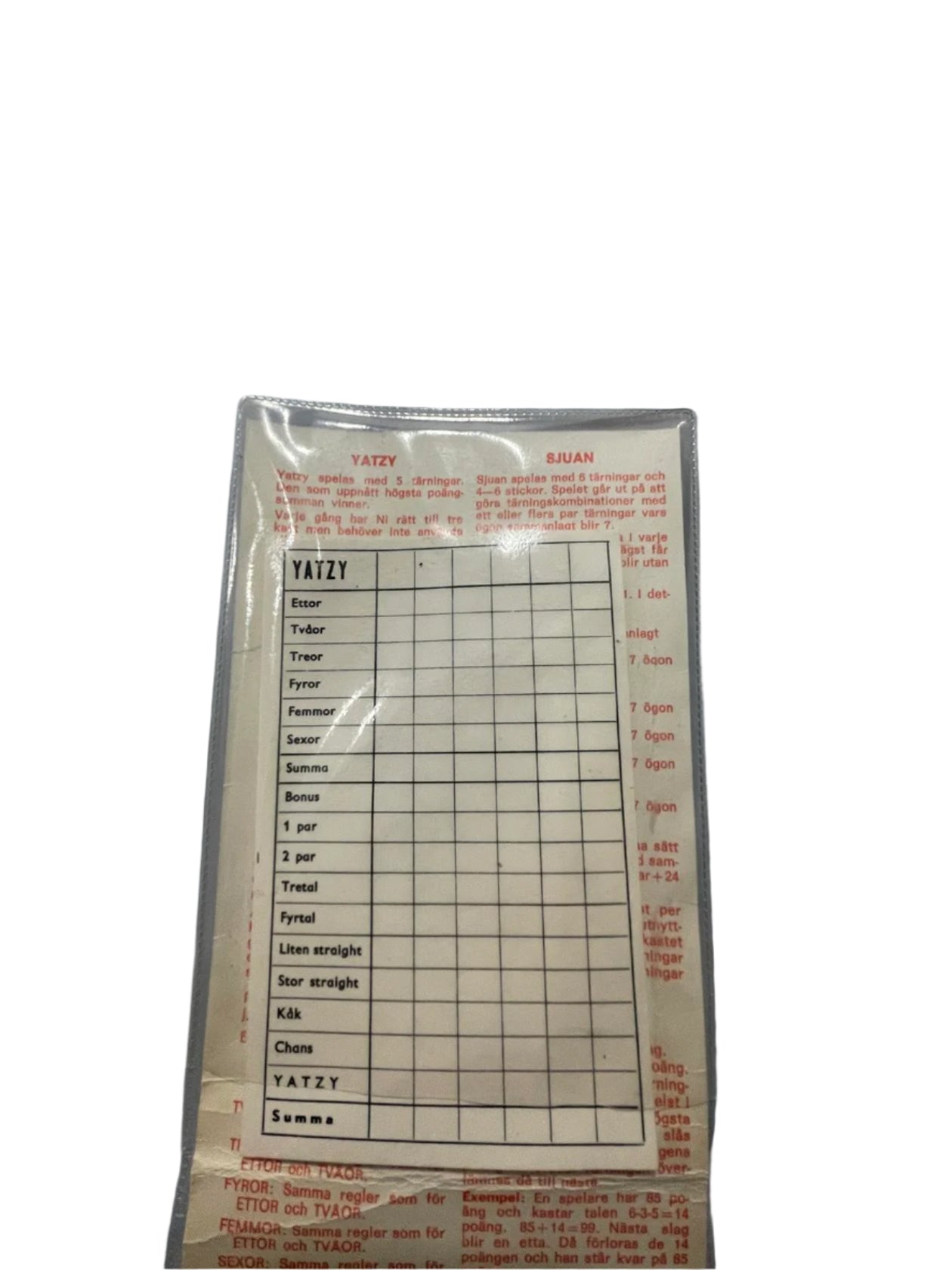 1983 Fick Yatzy & 8 Other Dice Games - Swedish Edition by Alga - Used - Vintage Flat Box