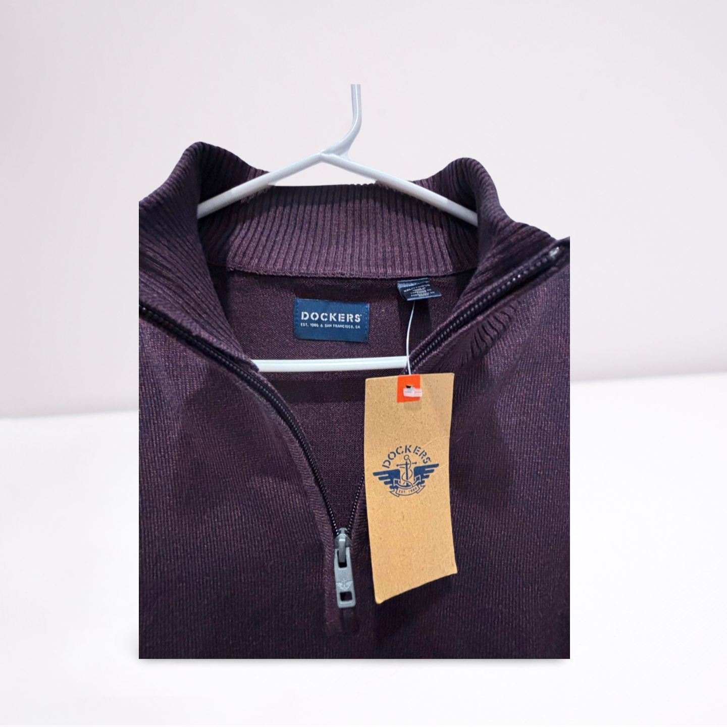 Dockers Mens Pullover Quarter-Zip - Brown - XXL - New