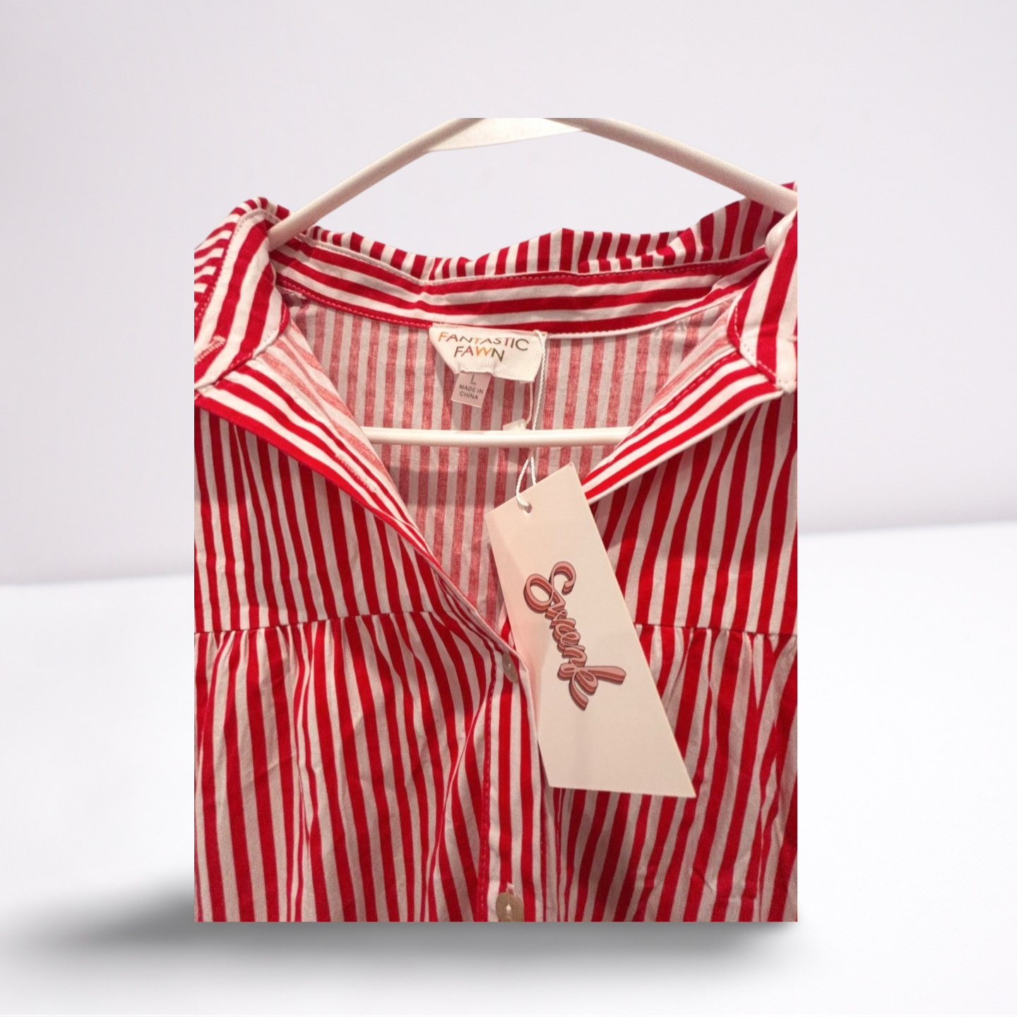 Fantastic Fawn Womens Dress Sierra Fringe Babydoll - RedWhite - Large - New
