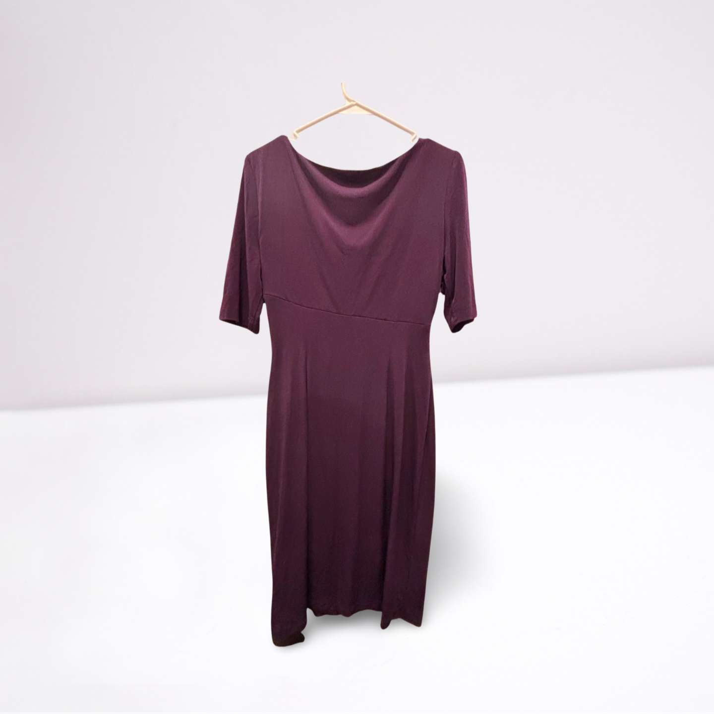 Connected Apparel Womens Dress Knee Length Long Sleeve Fitted - Plum - 8 - Like New