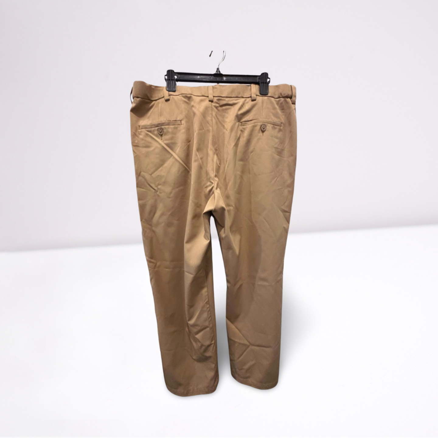 Haggar Mens Pants Casual Cool 18 Pro Classic - Khaki Beige - 40x30 - Very Good
