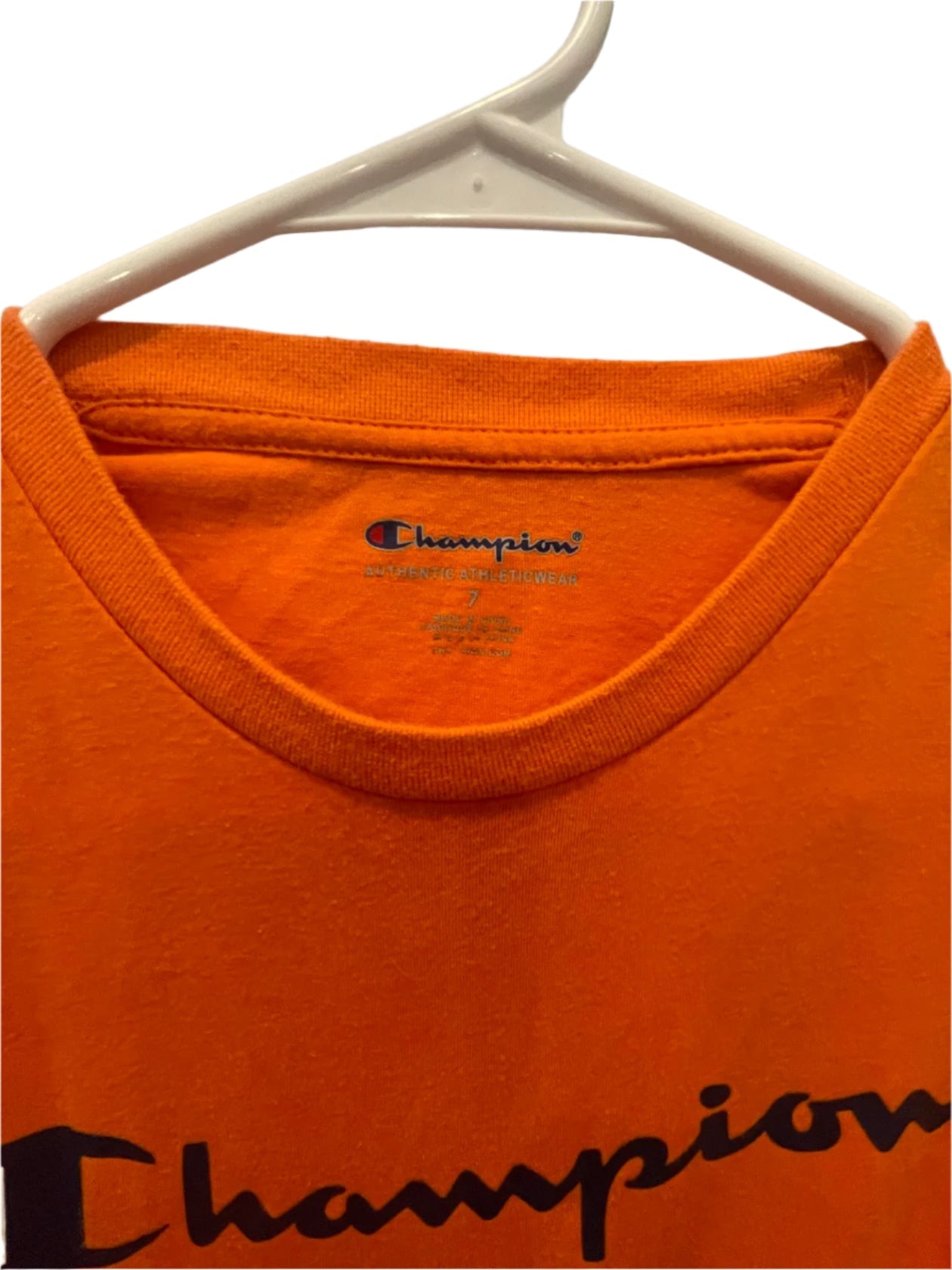Champion Youth Boys T-Shirt Active Stitched Logo - Orange - 7 - Very Good