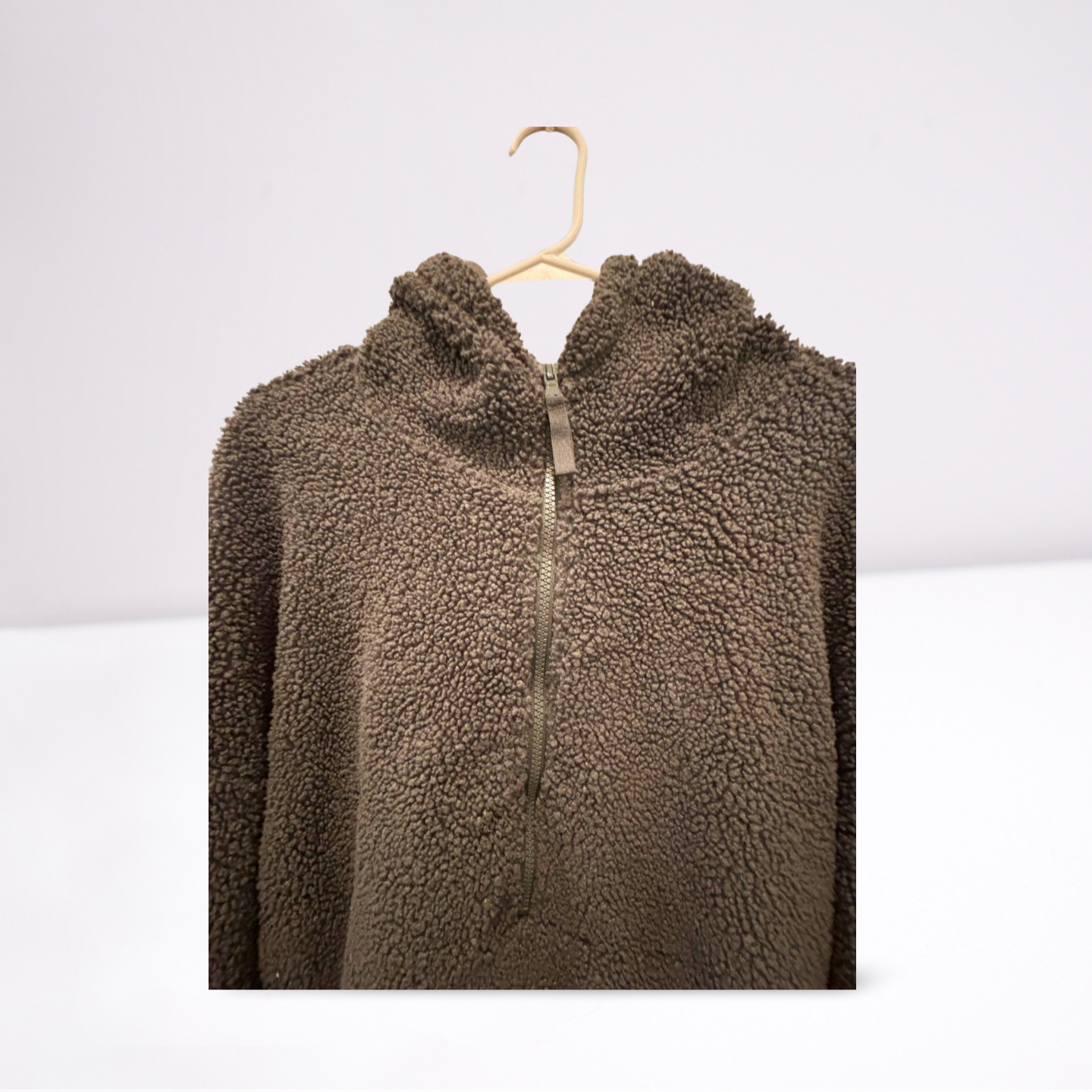 Getafterit Womens Pullover Quarter-Zip Oversized Fuzzy Hooded - Gray - XL - Very Good