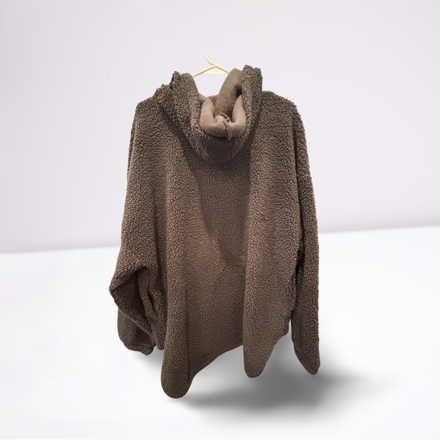 Getafterit Womens Pullover Quarter-Zip Oversized Fuzzy Hooded - Gray - XL - Very Good