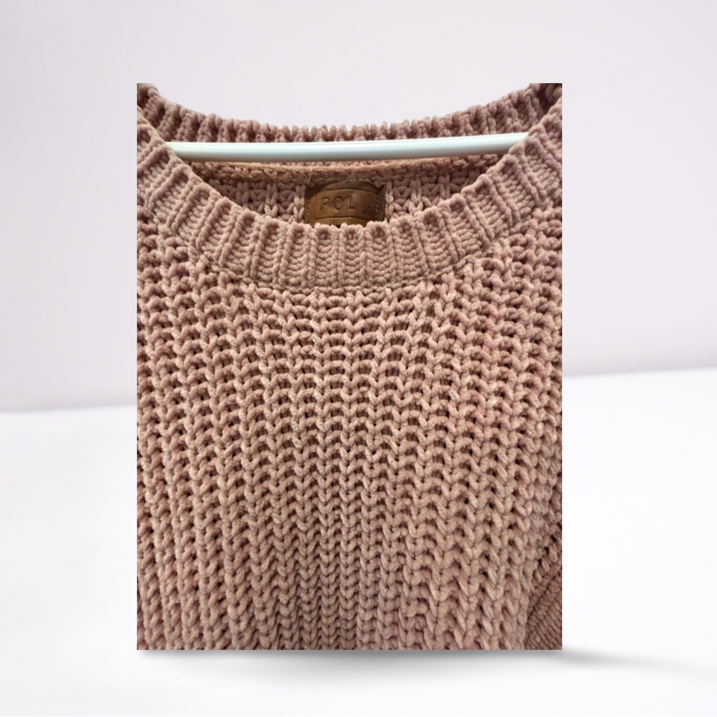 POL Womens Sweater Quarter Length Sleeve Pocket - Coral - Medium - Very Good