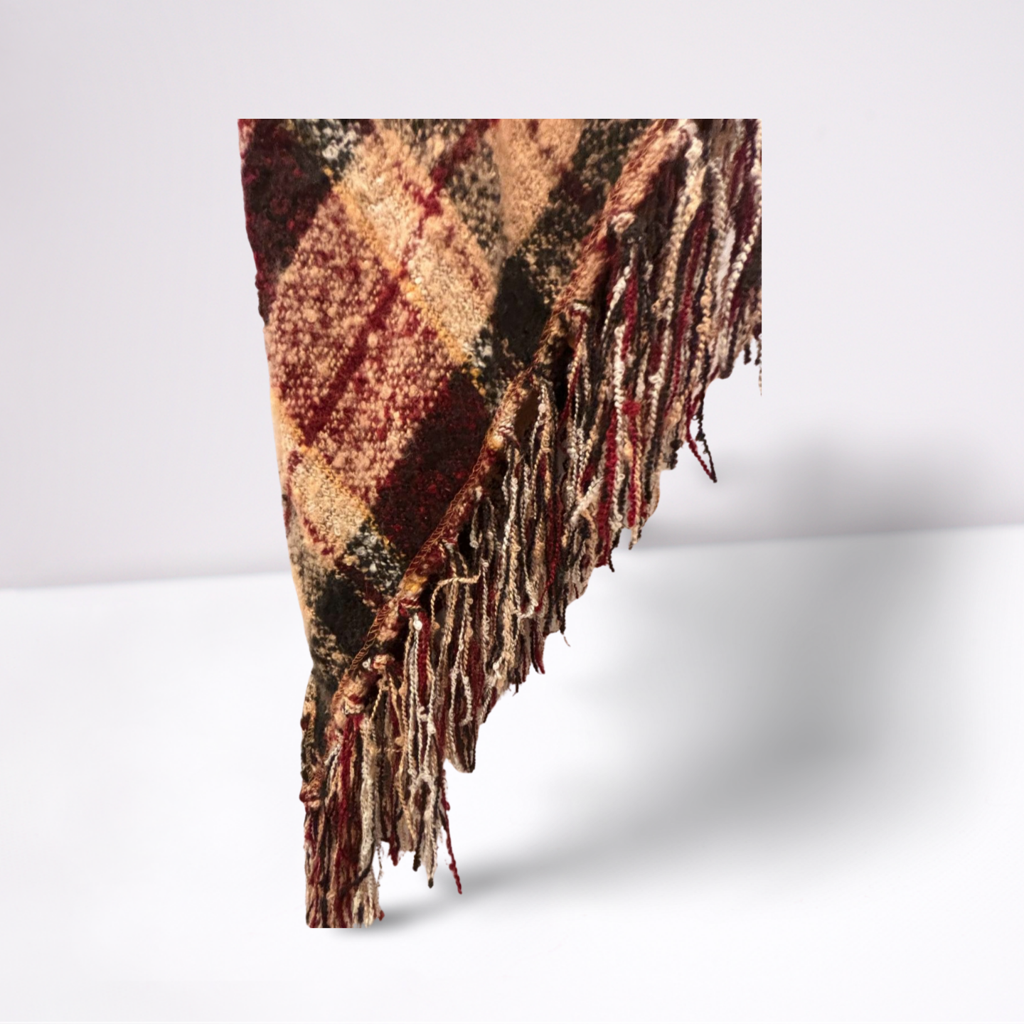 Indigo Womens Scarf Lightweight - BlackMaroonBeige - Medium - Like New
