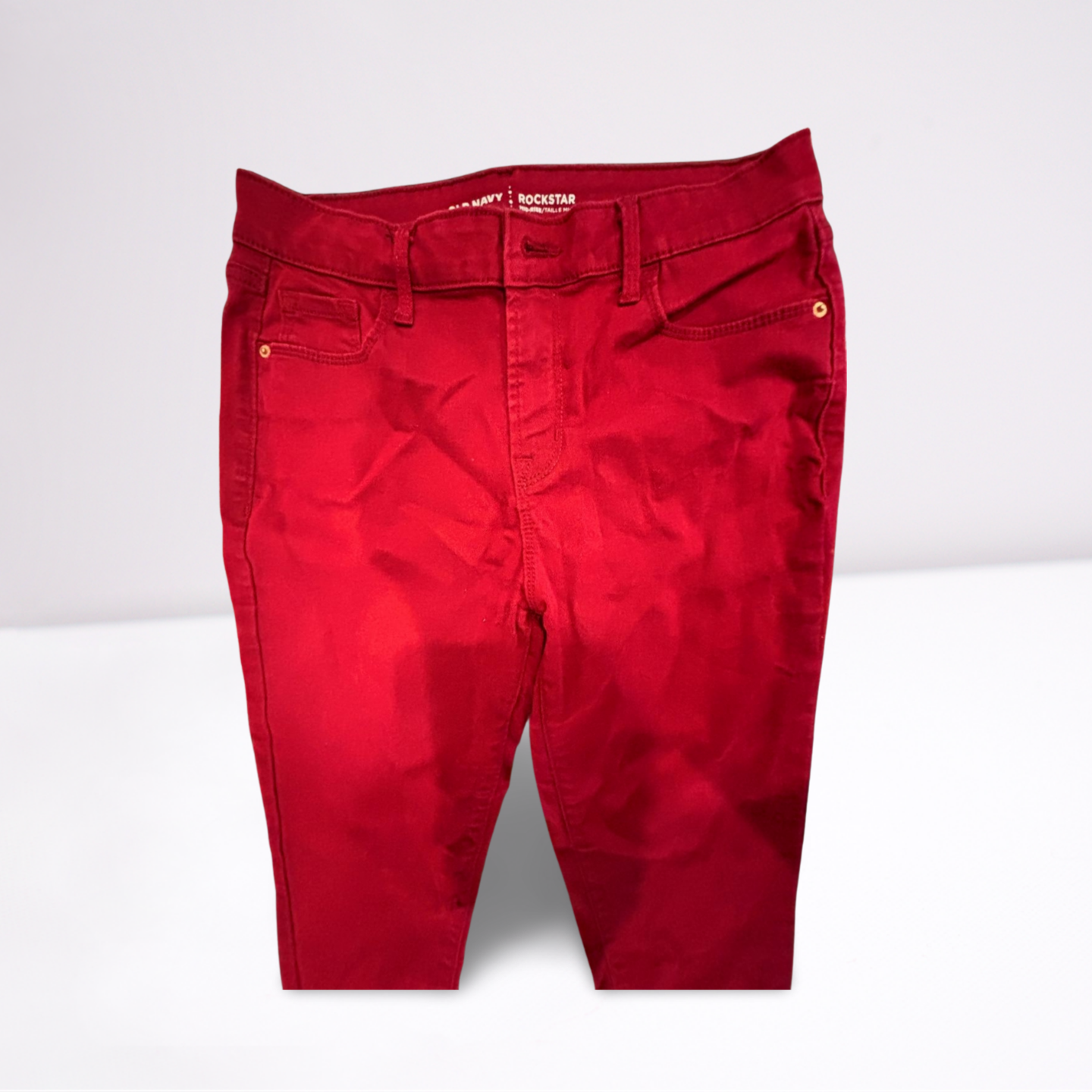 Old Navy Womens Jeans Rockstar Mid-Rise Regular - Red - 10R - Like New