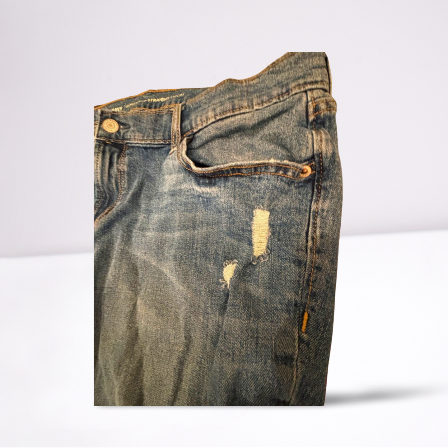 Old Navy Womens Jeans Boyfriend Distressed Medium Wash Straight - Blue - 14 - Like New