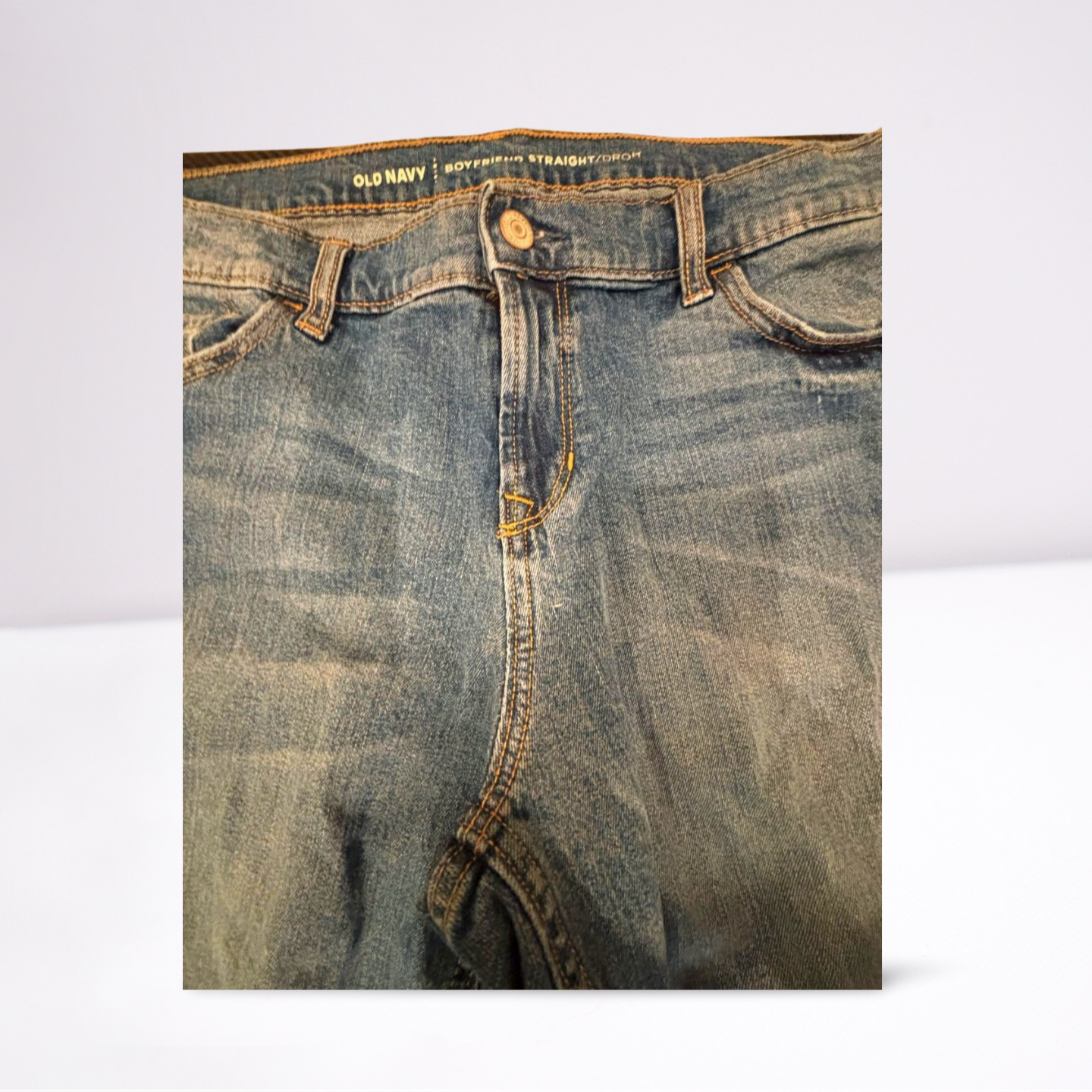 Old Navy Womens Jeans Boyfriend Distressed Medium Wash Straight - Blue - 14 - Like New