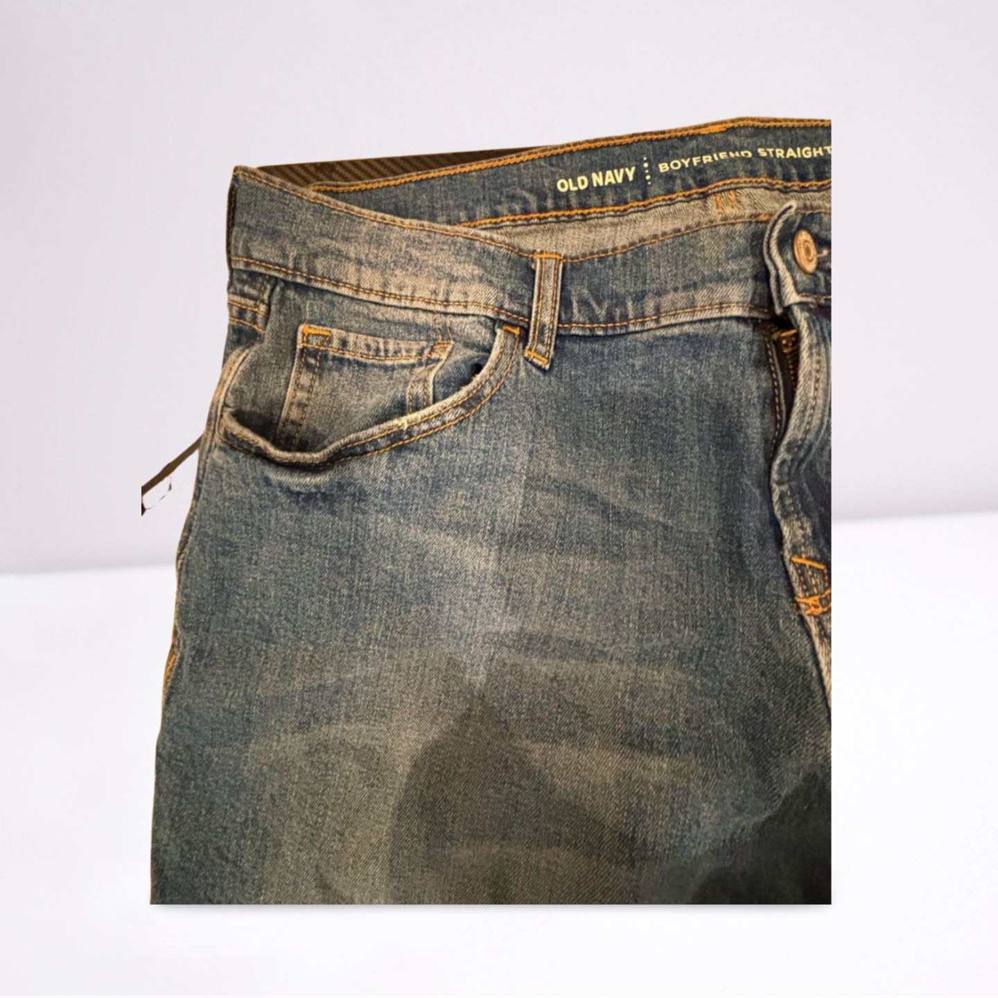 Old Navy Womens Jeans Boyfriend Distressed Medium Wash Straight - Blue - 14 - Like New