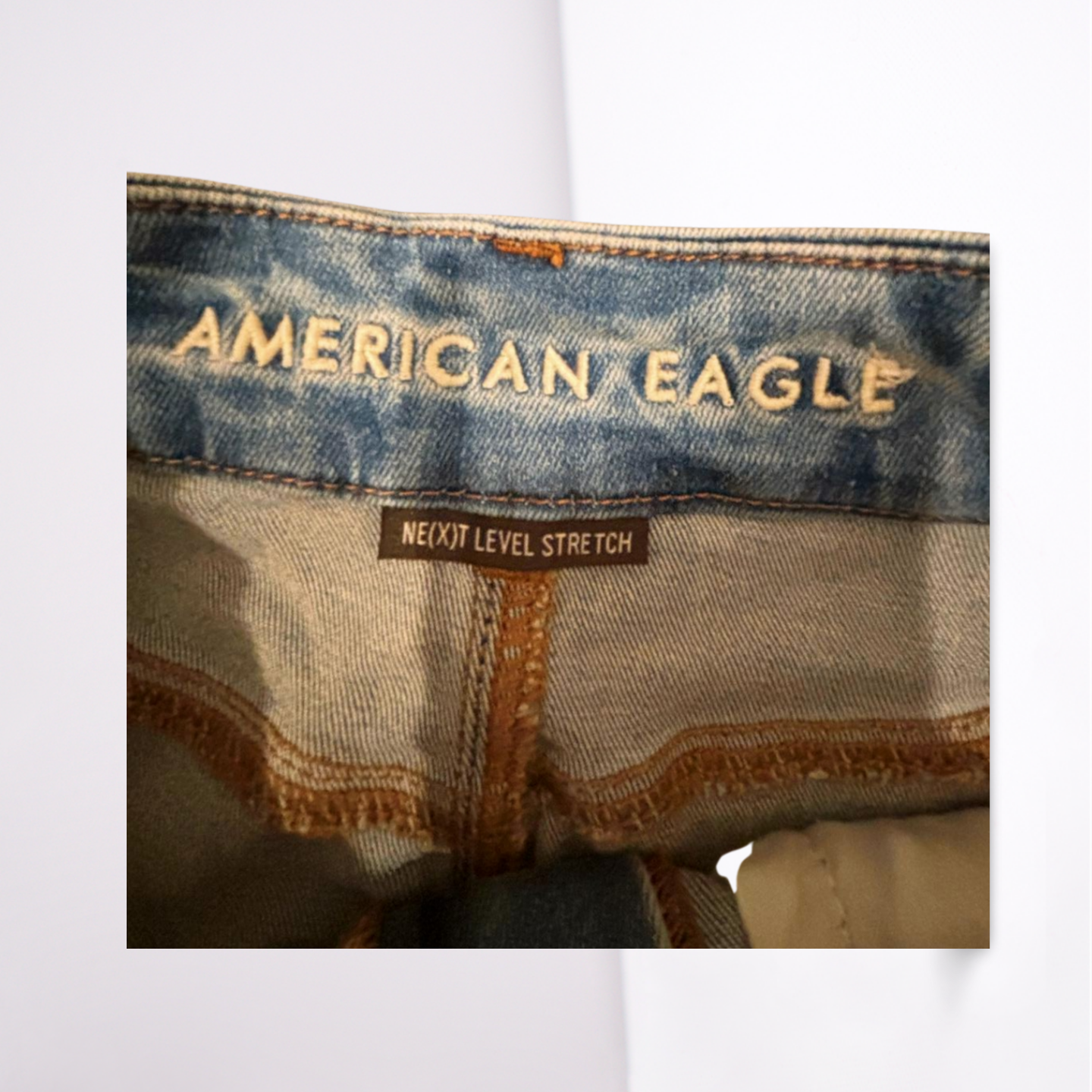 American Eagle Womens Denim Skirt Medium Wash Distressed Next Level Stetch - Blue - 8 - Very Good