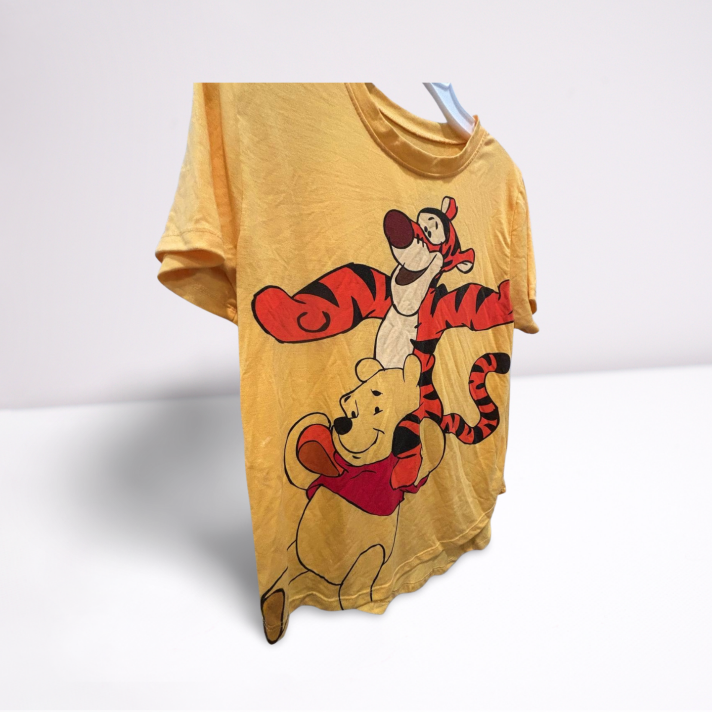 Disney Youth Girls T-Shirt Winnie the Pooh & Tigger Graphic - Yellow - Youth L - Like New