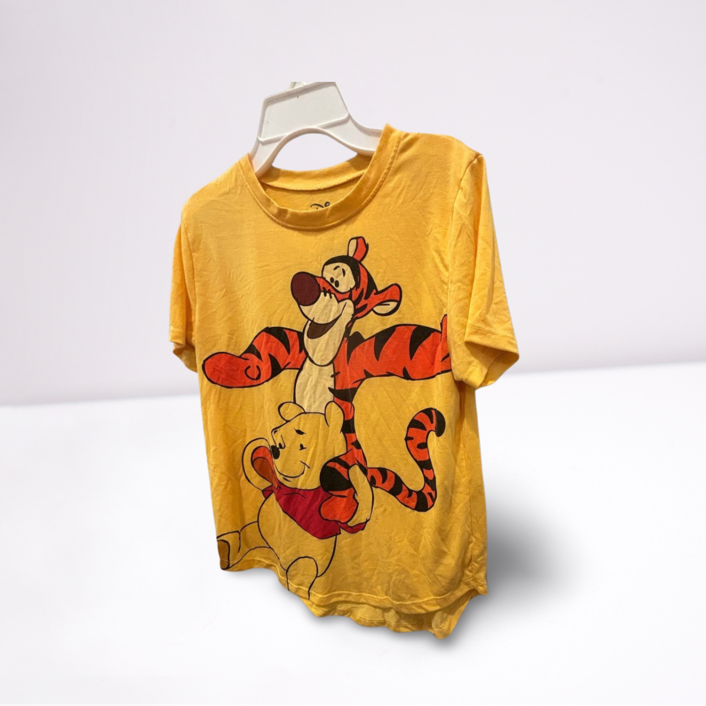 Disney Youth Girls T-Shirt Winnie the Pooh & Tigger Graphic - Yellow - Youth L - Like New