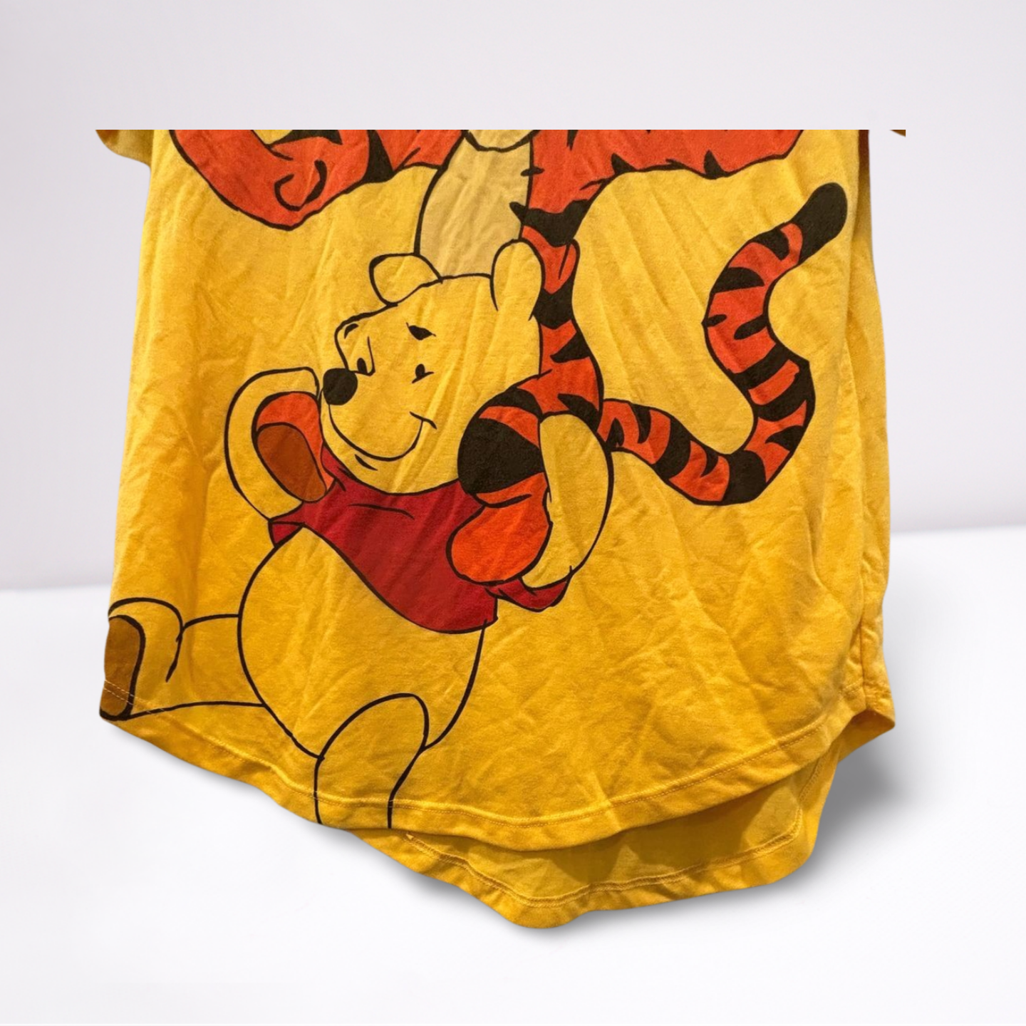 Disney Youth Girls T-Shirt Winnie the Pooh & Tigger Graphic - Yellow - Youth L - Like New