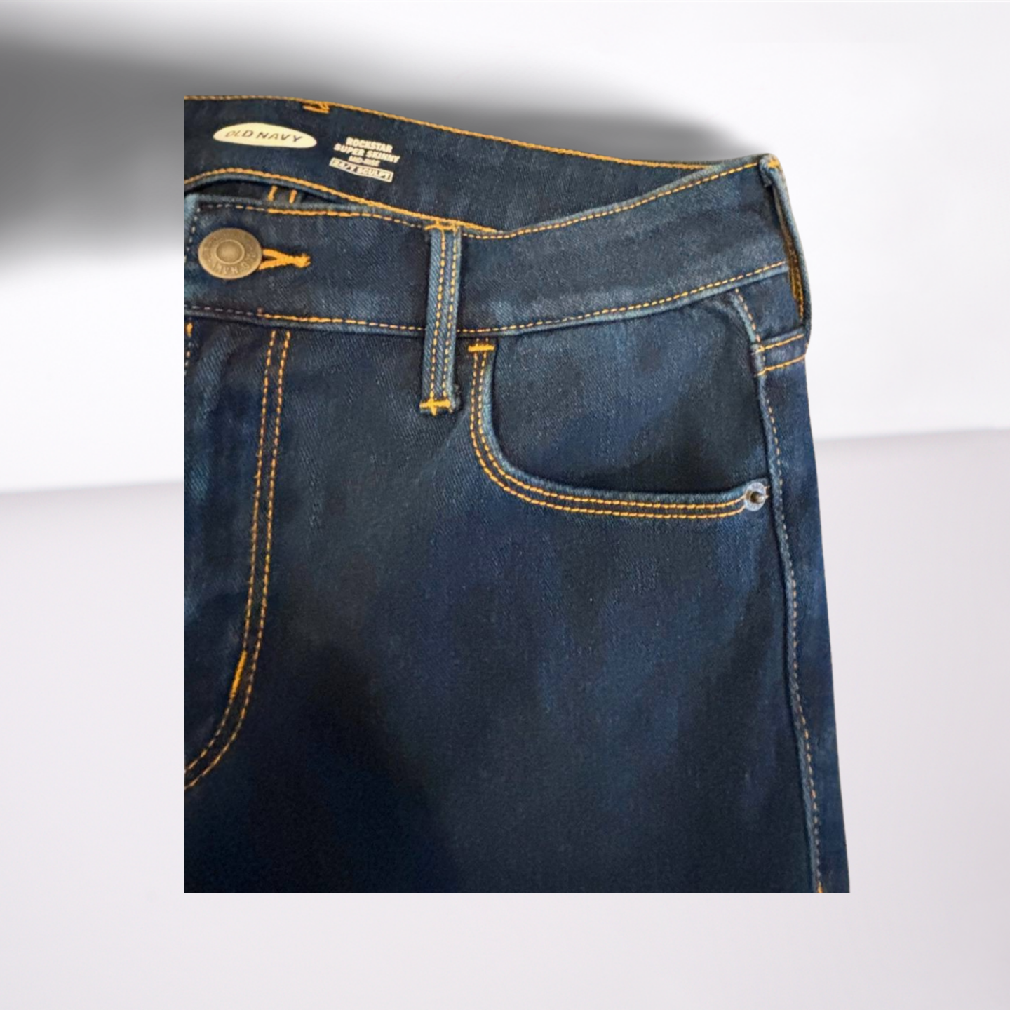 Old Navy Womens Jeans Rockstar Stretch Super Skinny Mid Rise - Navy - 4 - Very Good