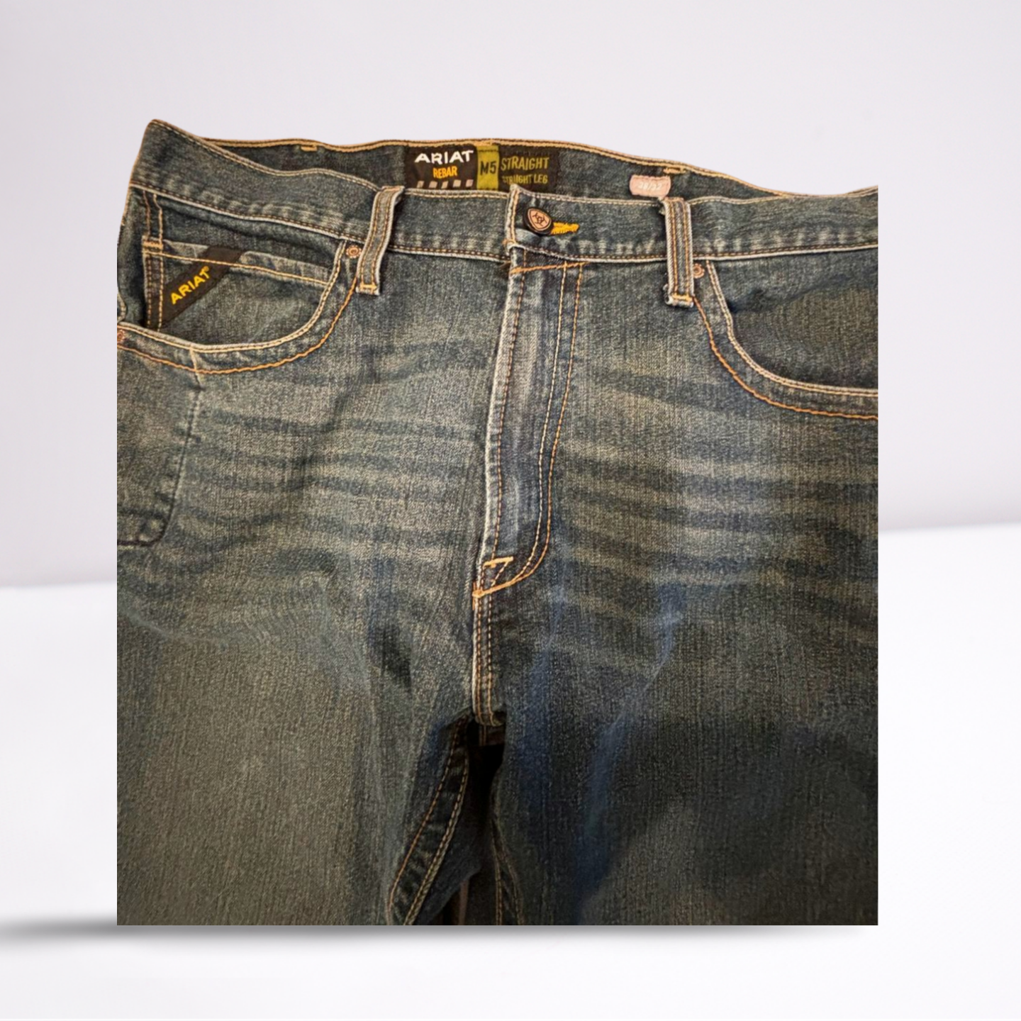 Ariat Mens Jeans Rebar M5 Casual Straight - Blue - 38x32 - Like New