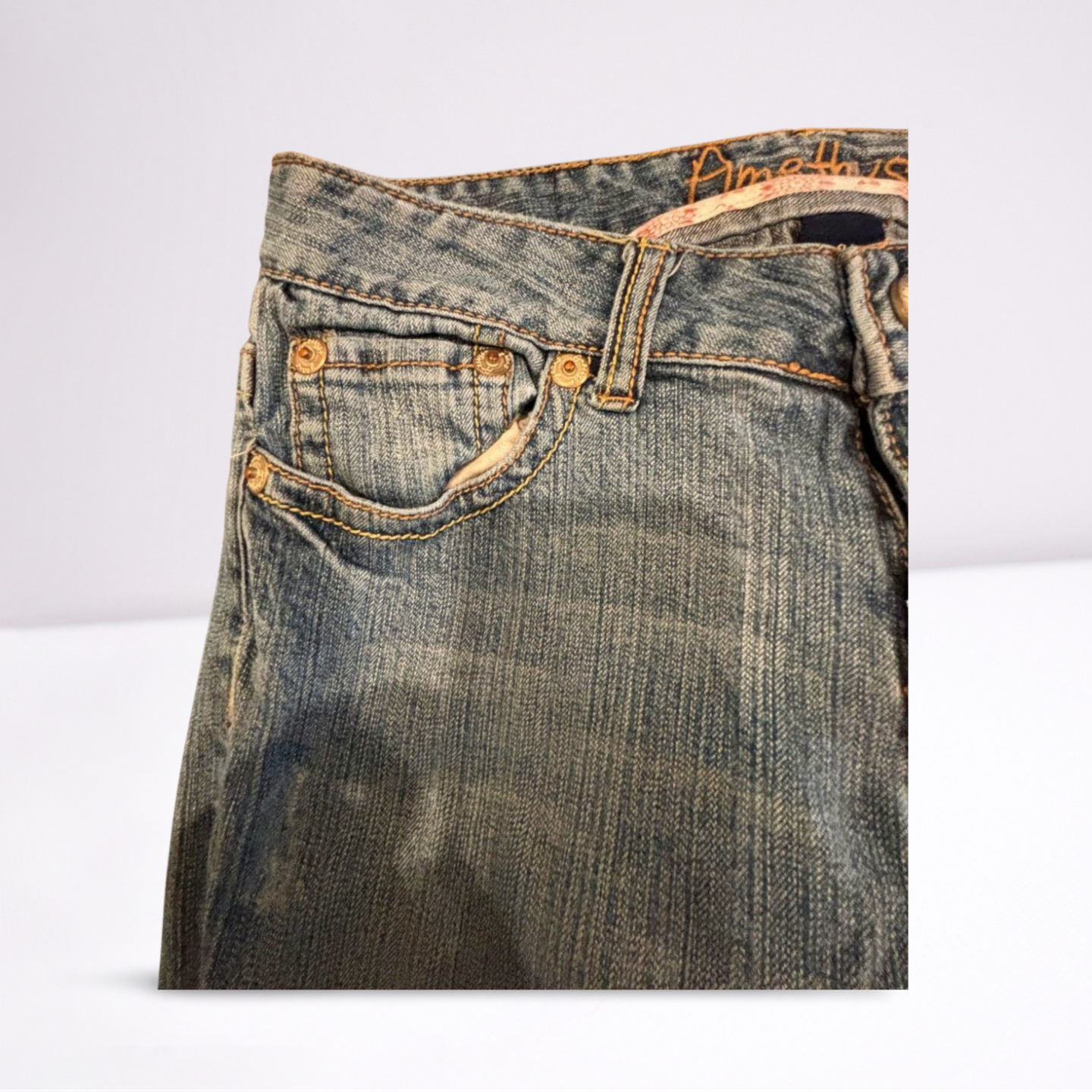 Womens Amethust Jeans Slightly Distressed Vintage - Size 9 - Blue - Very Good