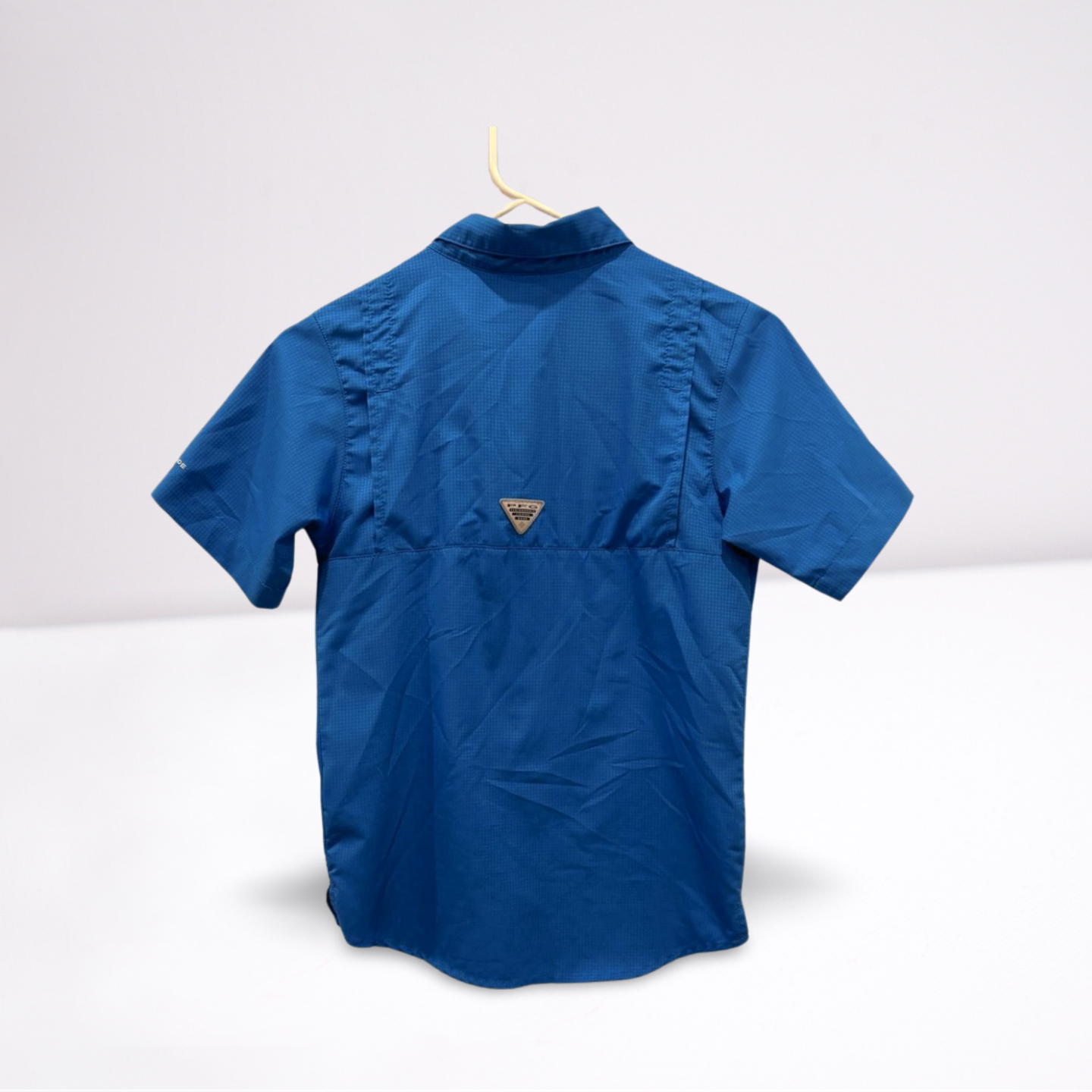 Columbia Youth Boys Short Sleeve Button Down Shirt Outdoor Fishing - Blue - Medium - Very good
