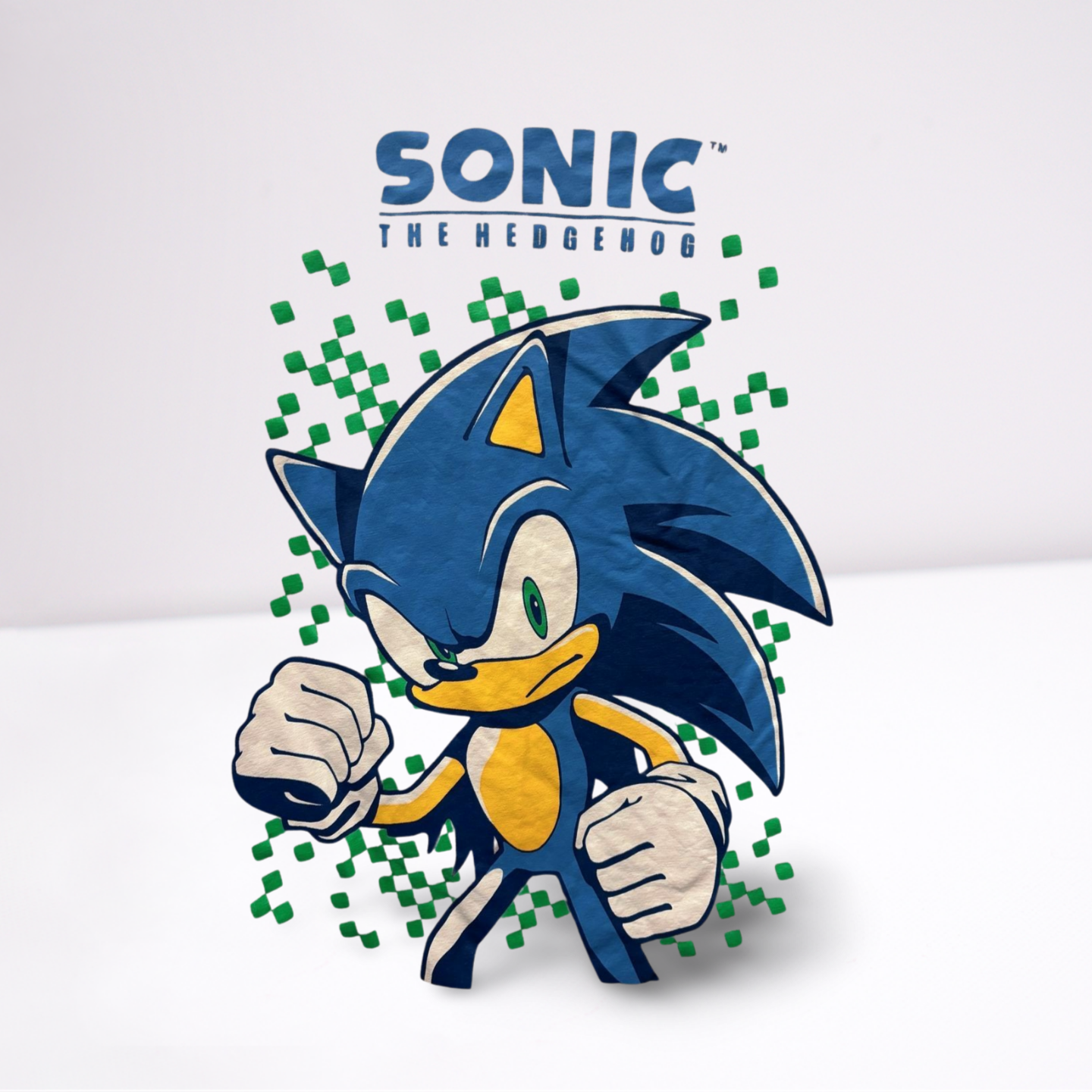 SEGA Youth Boys T-Shirt Sonic The Hedgehog Graphic - GreyBlueGreenYellowWhite - XL - Like New