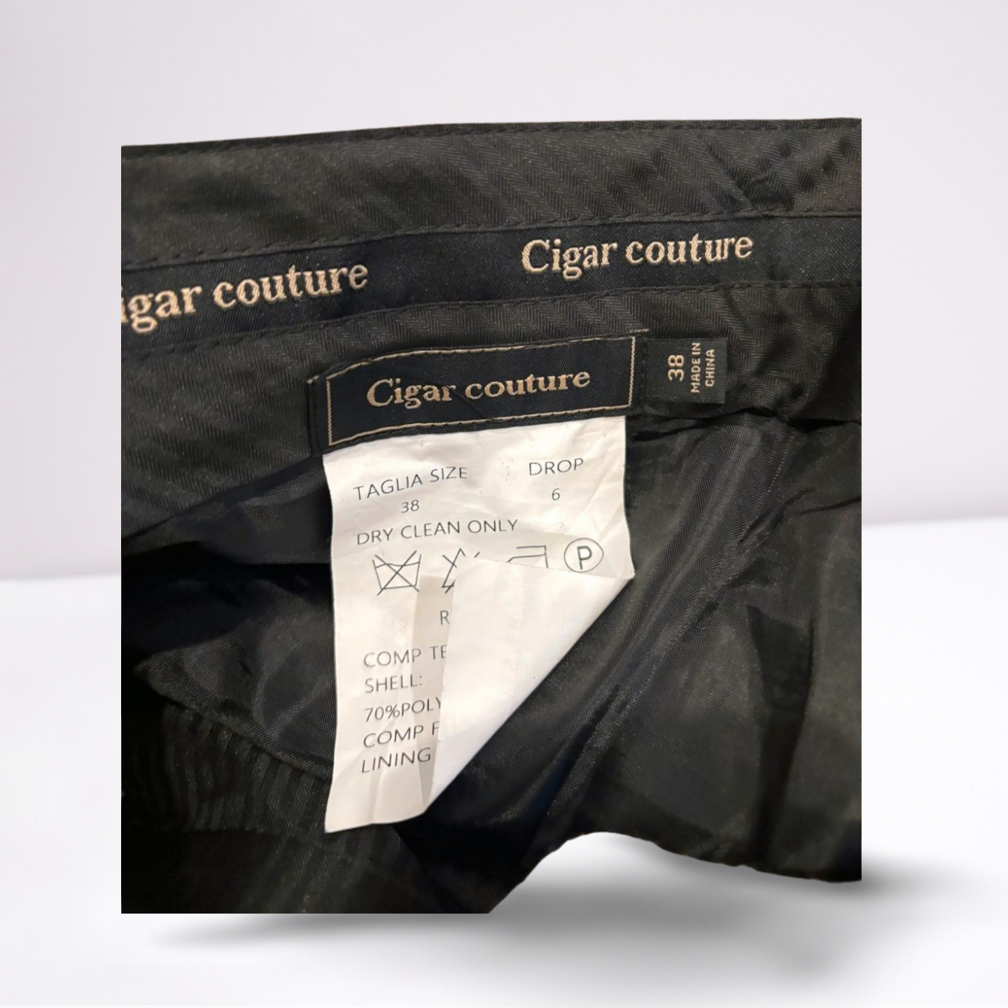 Cigar Couture Mens Trousers Casual Pants - Plaid - BrownGrayWhiteBlack - 38x30 - Very Good