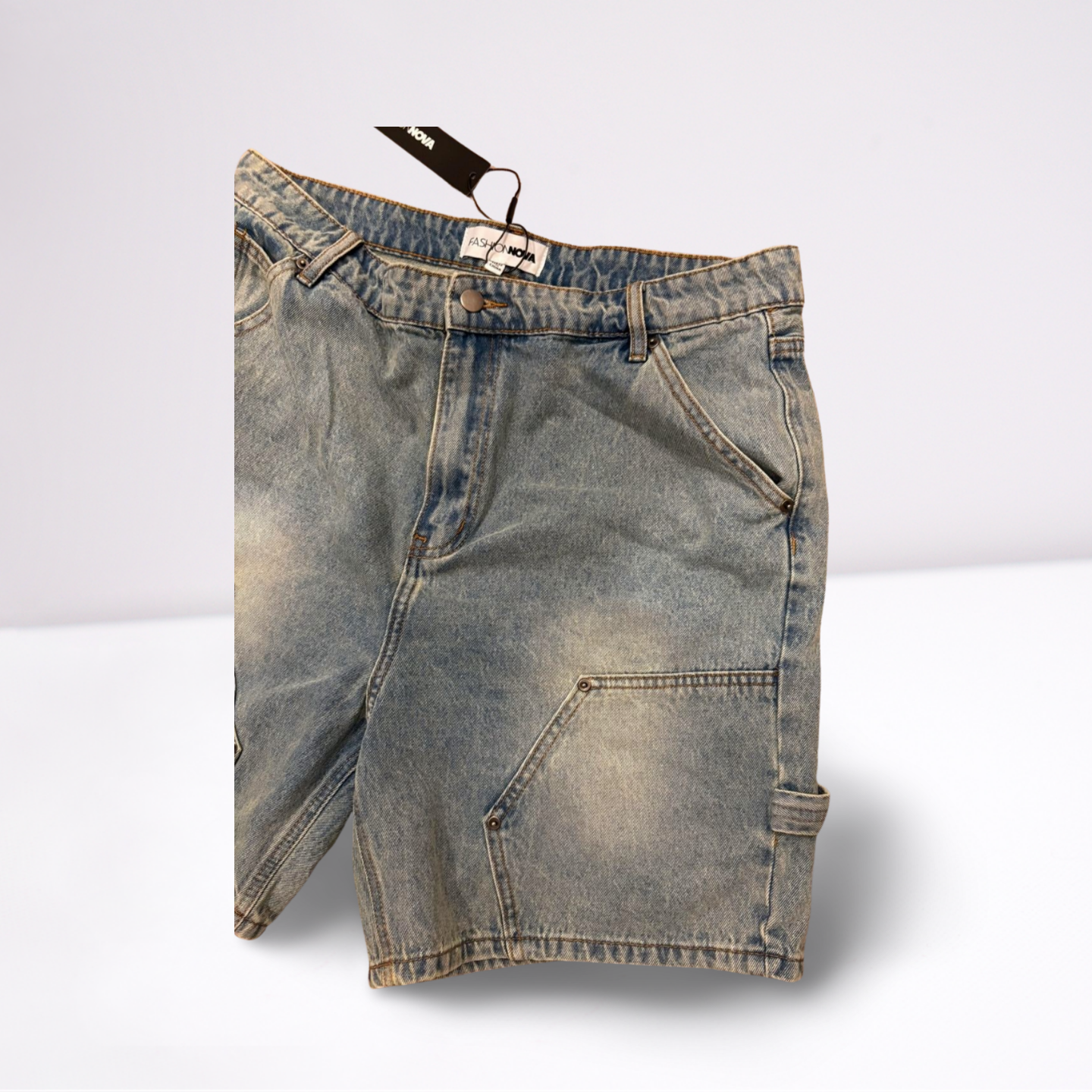 Fashion Nova Womens Denim Shorts Light Washed - blue - 15 - Like New