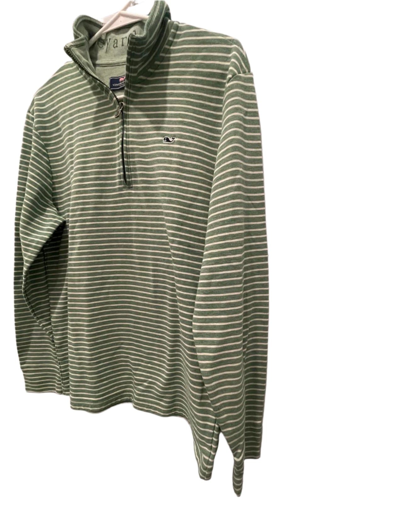 Vineyard Vines Mens Pullover Performance Striped Quarter-Zip - Green - Medium - Very Good
