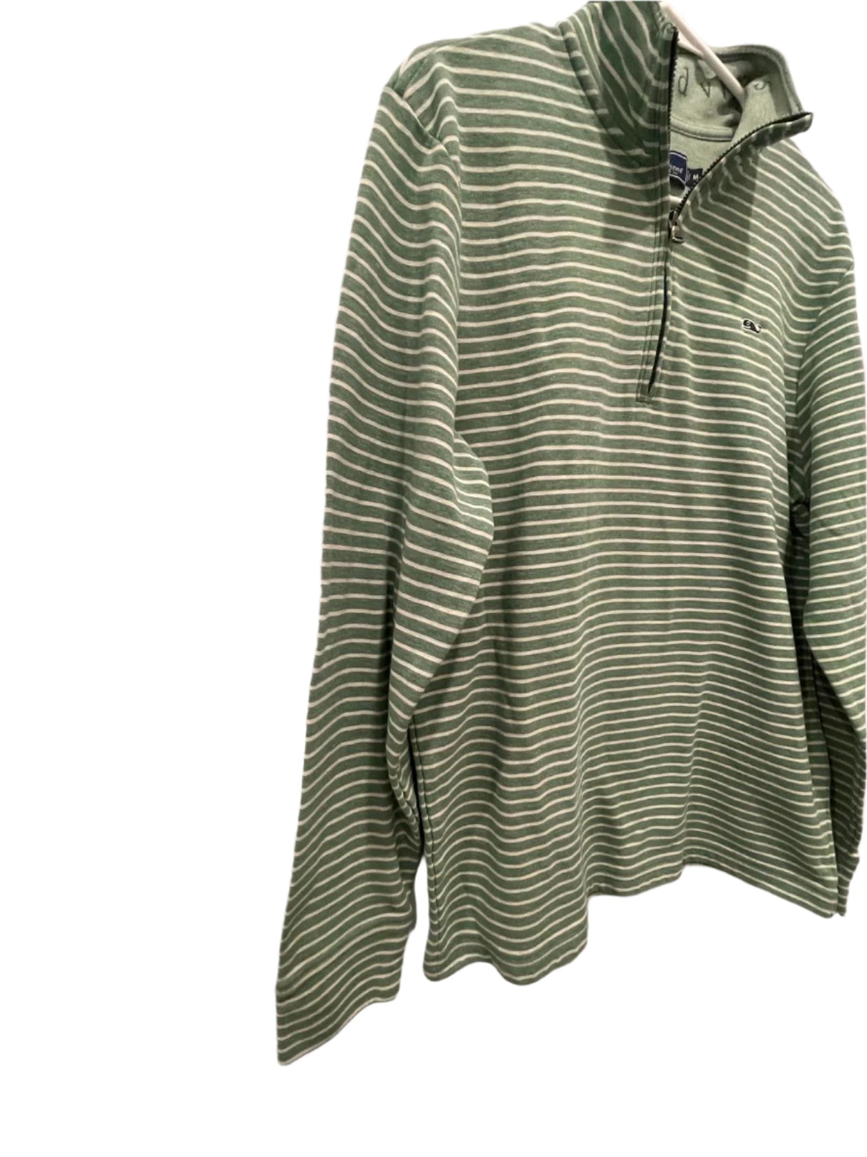 Vineyard Vines Mens Pullover Performance Striped Quarter-Zip - Green - Medium - Very Good