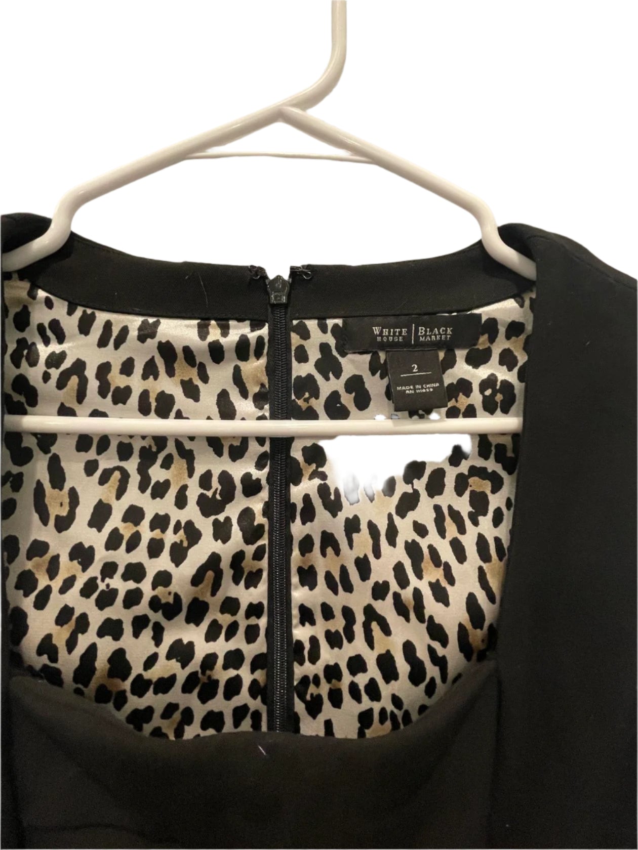 White House Black Market Womens Dress Sheath Leopard Satin Lining - Black - 2 - Like New