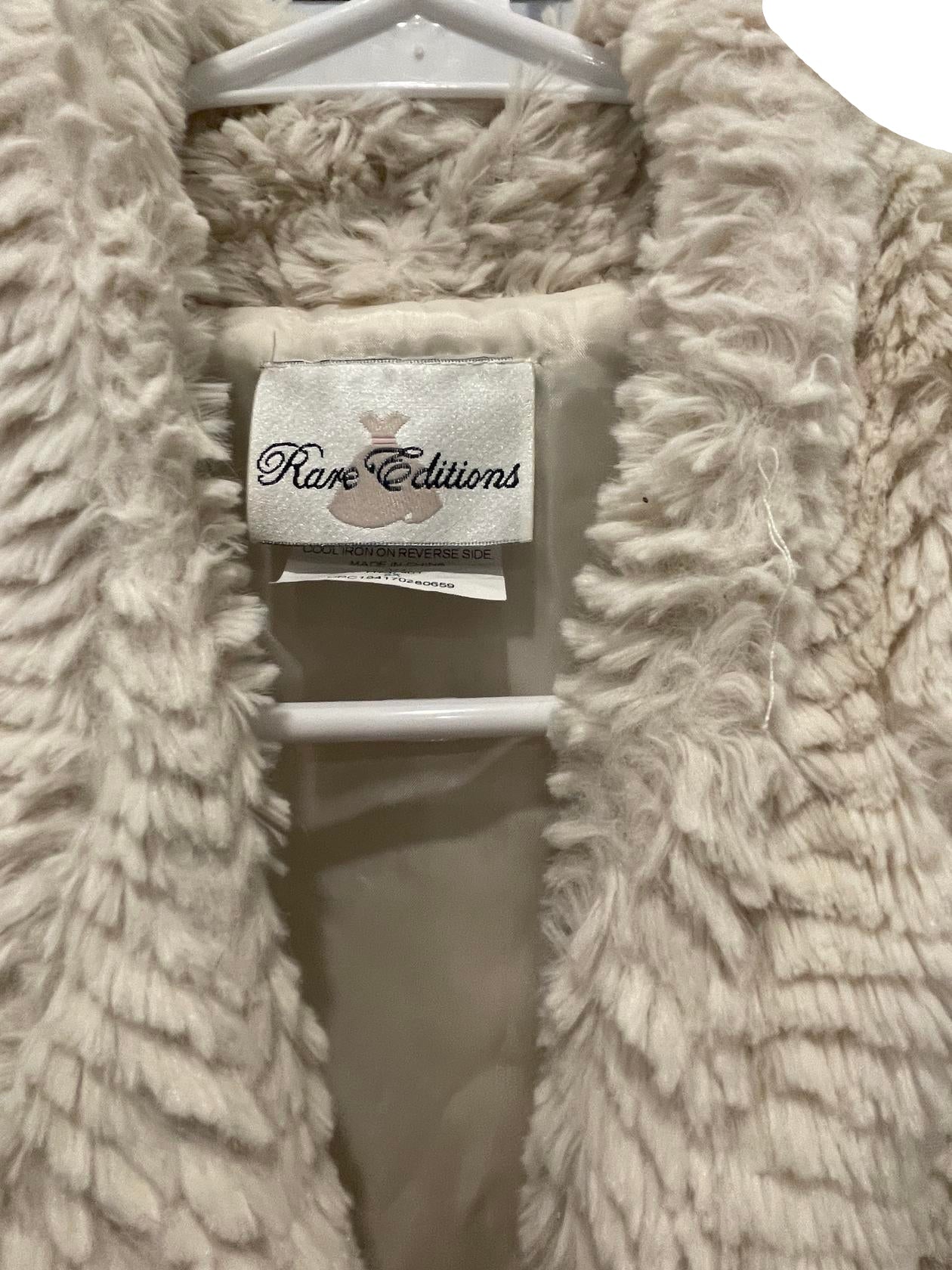 Rare Editions Kids Vest Faux Fur - White - 6x - Like New