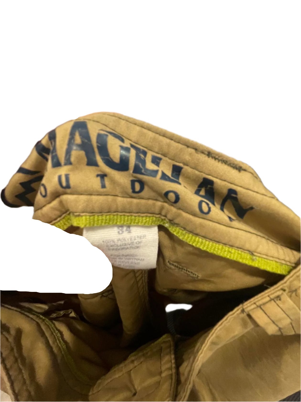 Magellan Mens Cargo Shorts Outdoor Cargo Pockets Fishing Elastic Waist - Khaki - 30 - Good