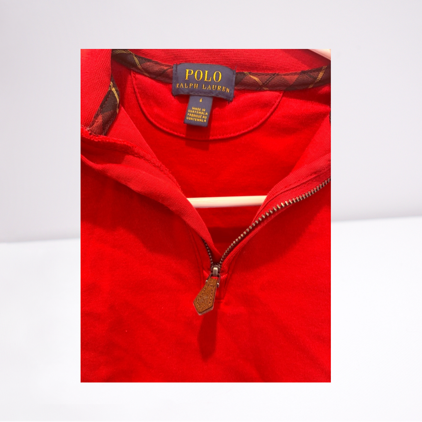 Polo Ralph Lauren Unisex Youth Quarter Zip Pullover - red - 6 - Like New