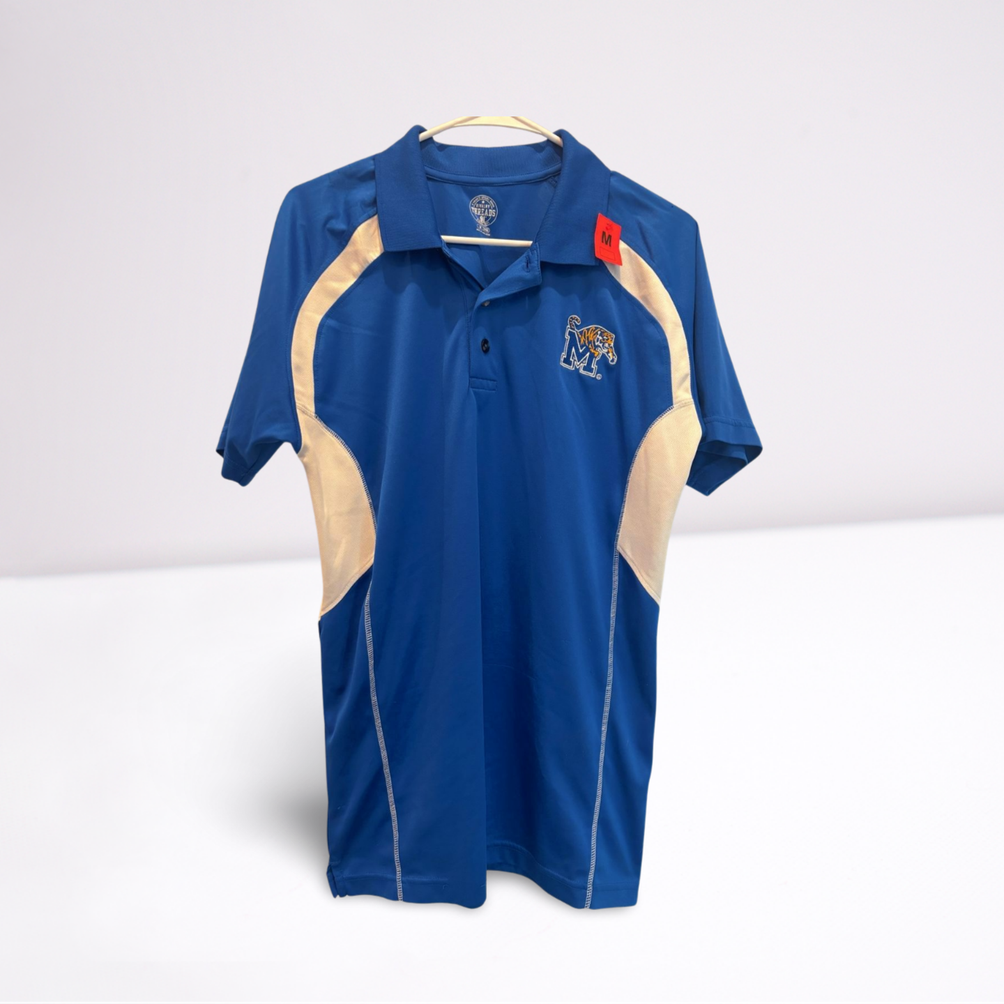 Rivalry Threads Mens Polo Memphis Tigers - BlueWhite - Medium - Very good