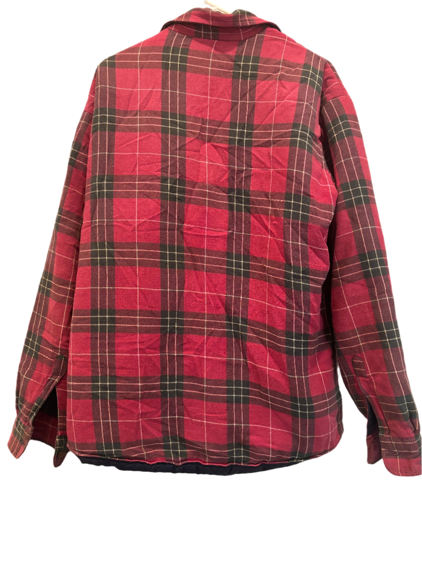 St. Johns Bay Mens Jacket Vintage Plaid Button - Red - Large - Very Good