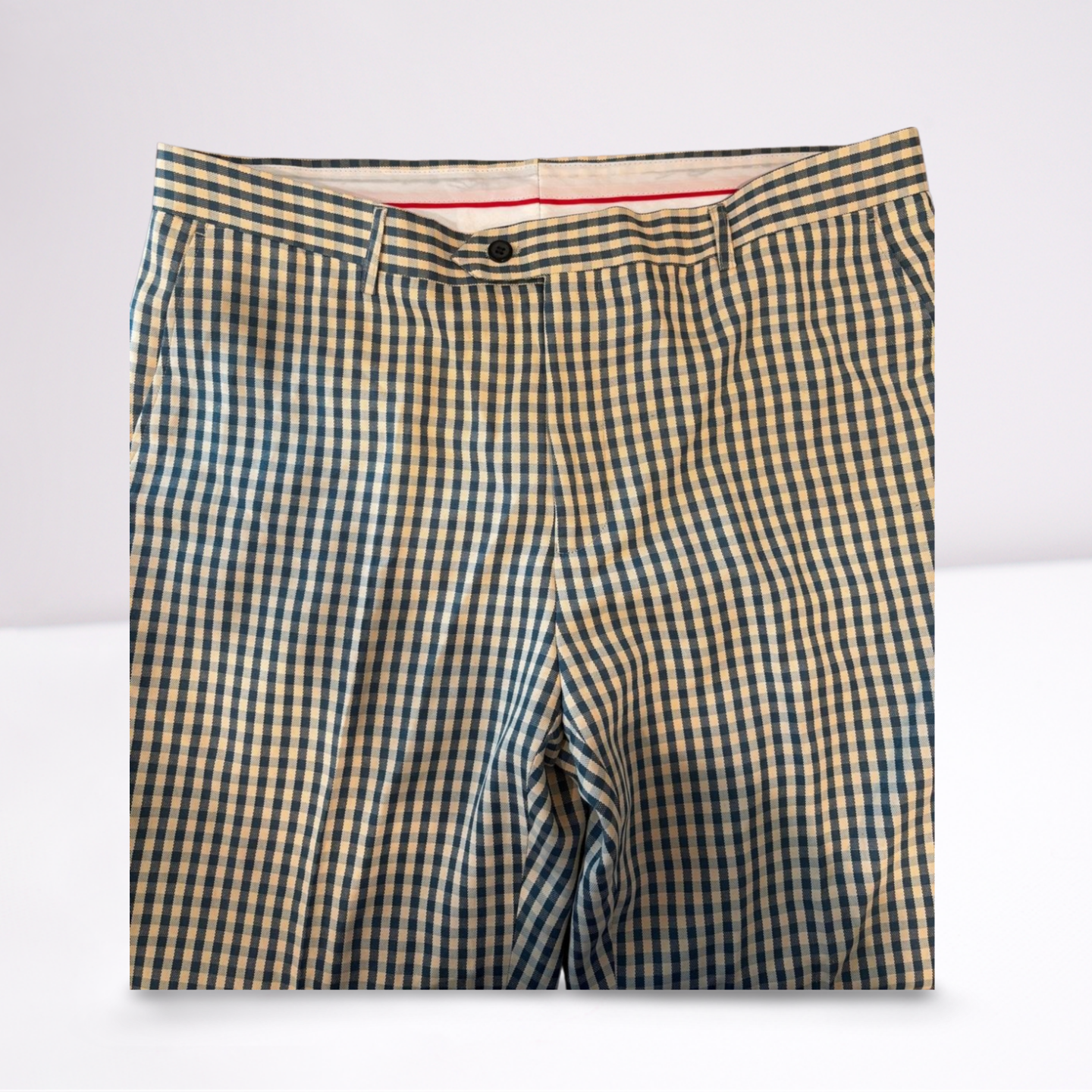 Kent & Park Mens Trousers Plaid Pants - Slate BlueWhite - 38x32 - Very good