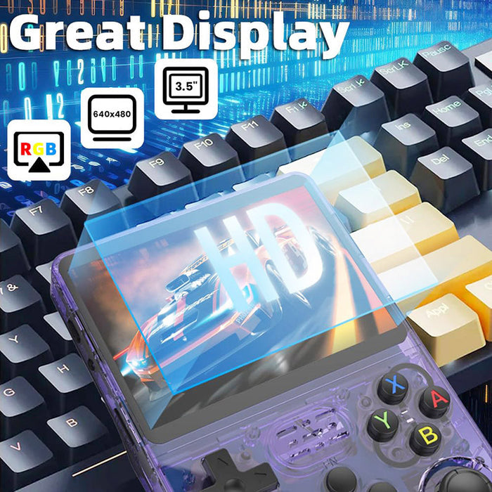 RetroWorldGames R36S Handheld Video Game Console - Purple - Customized