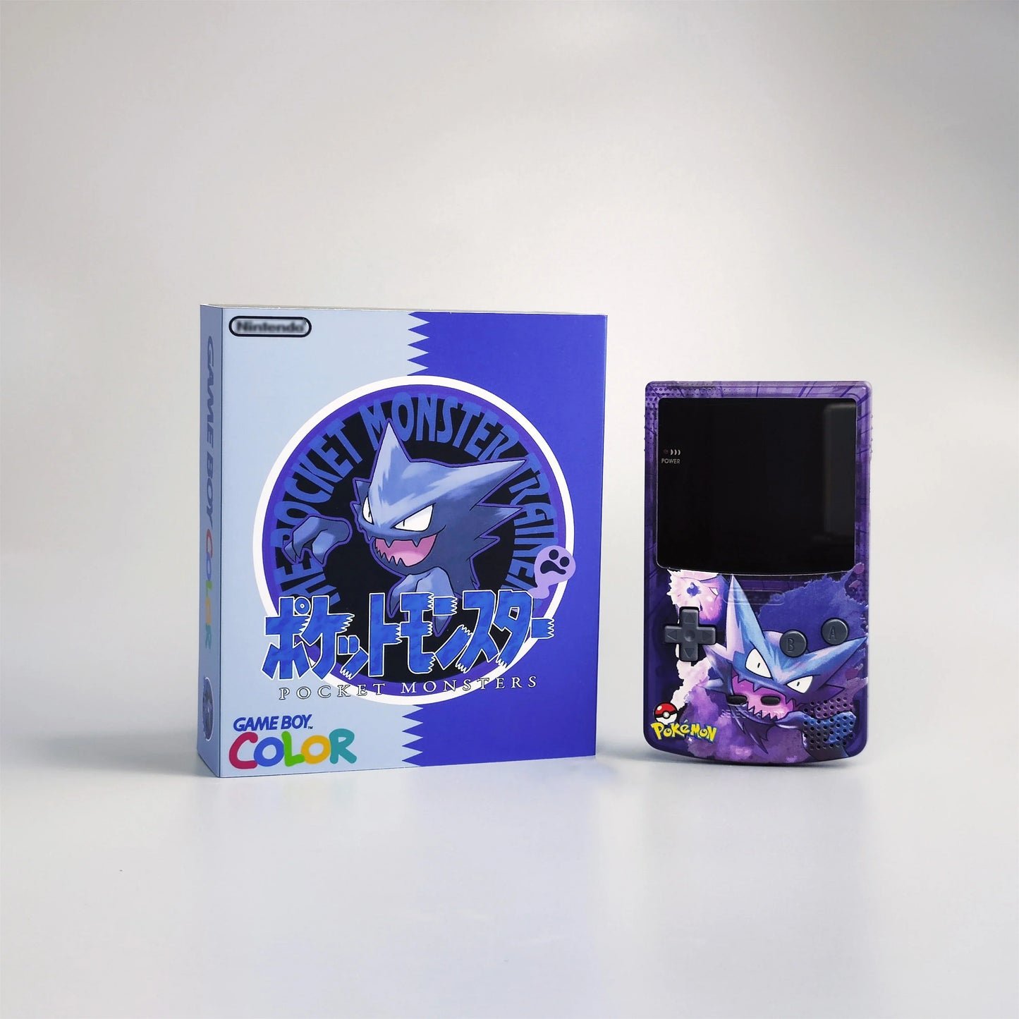 Nintendo Game Boy Color Console - Clear Purple - Pokemon Haunter Edition - AMOLED XL LCD Touch Screen - Custom Built & Upgraded